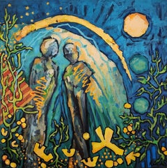 Proximity - Painting Maximalism Night-skies Shooting-star Flowers Dreams Invest