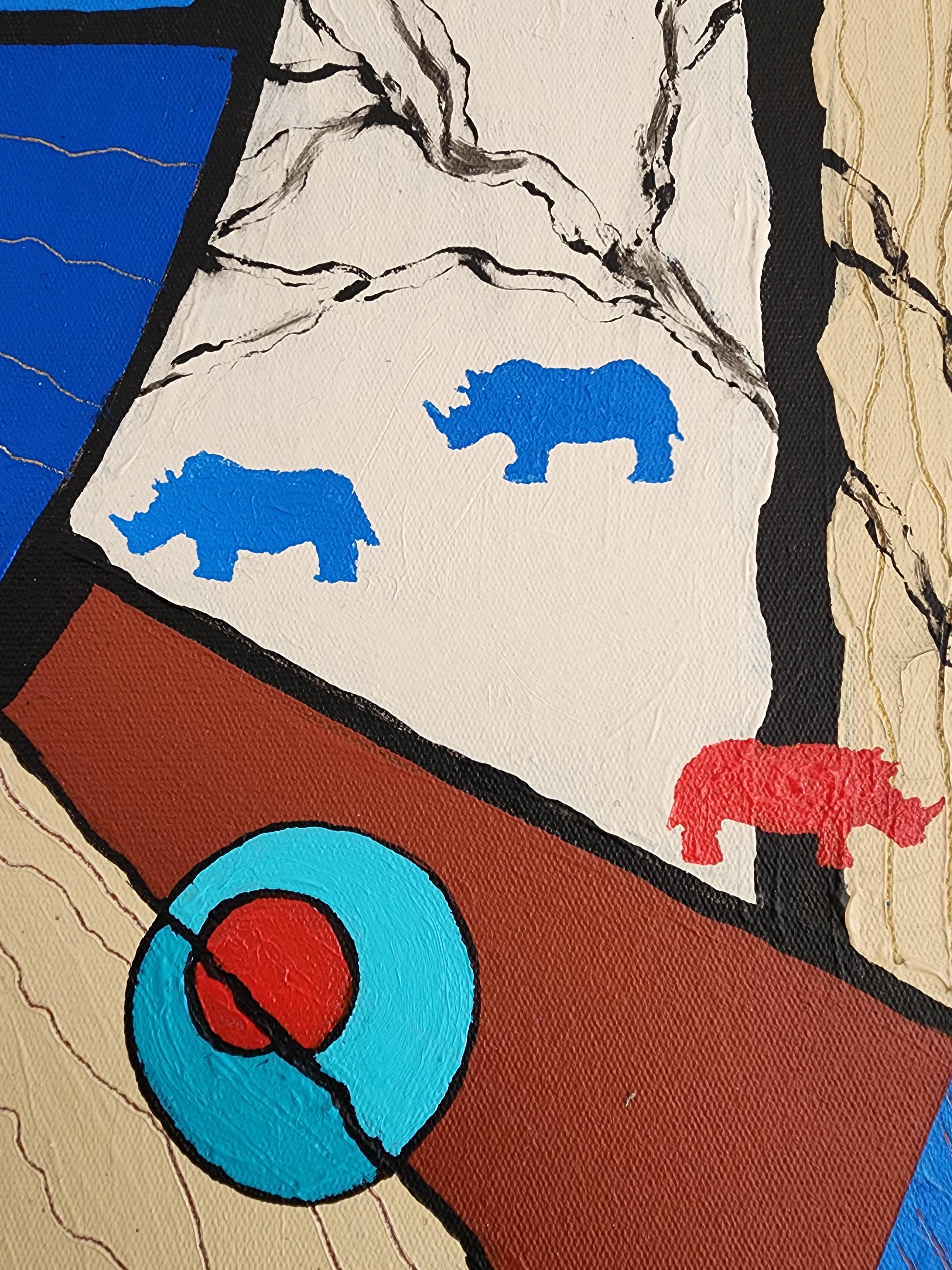 Quintessenza, Potere, Libertà, Astratto, Rinoceronte, Africa, Geometrico, Colore, Investire in vendita 13