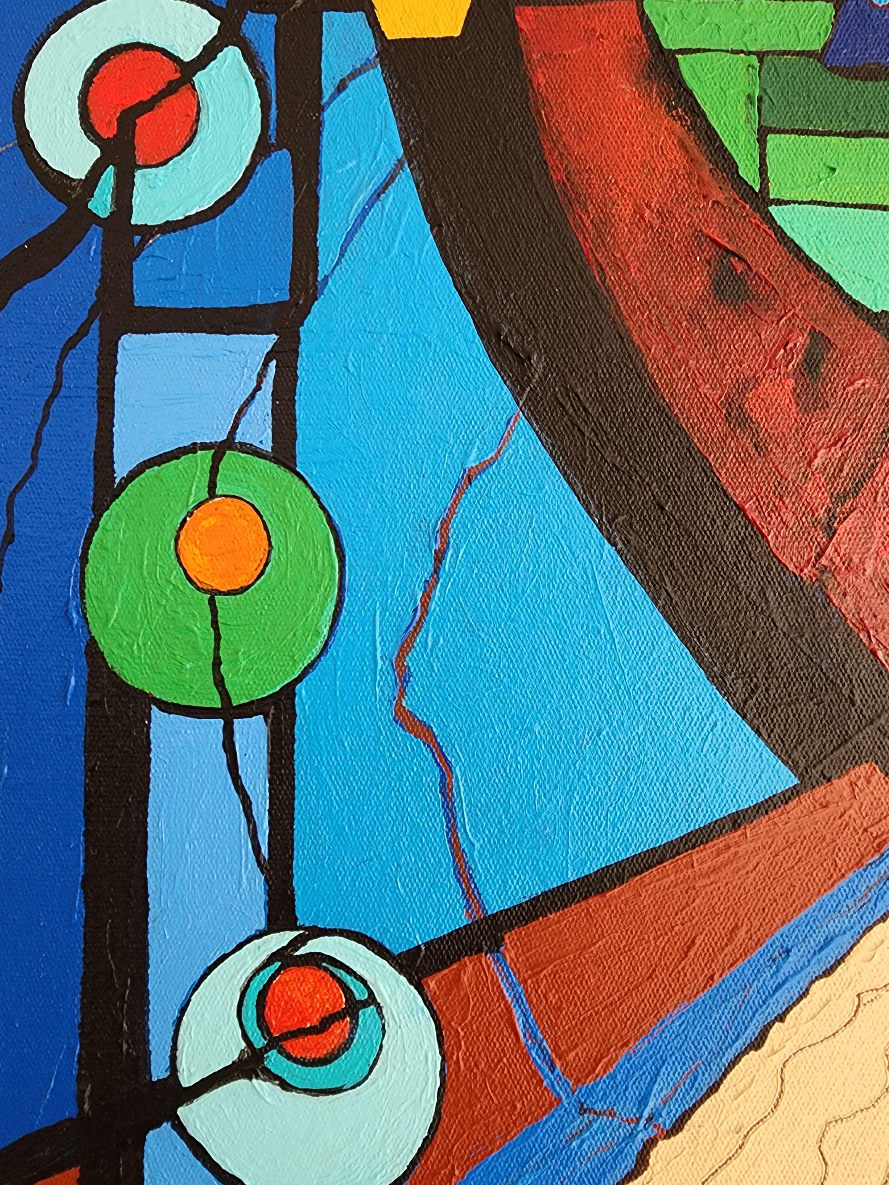 Quintessenza, Potere, Libertà, Astratto, Rinoceronte, Africa, Geometrico, Colore, Investire - Painting di Karnish Art