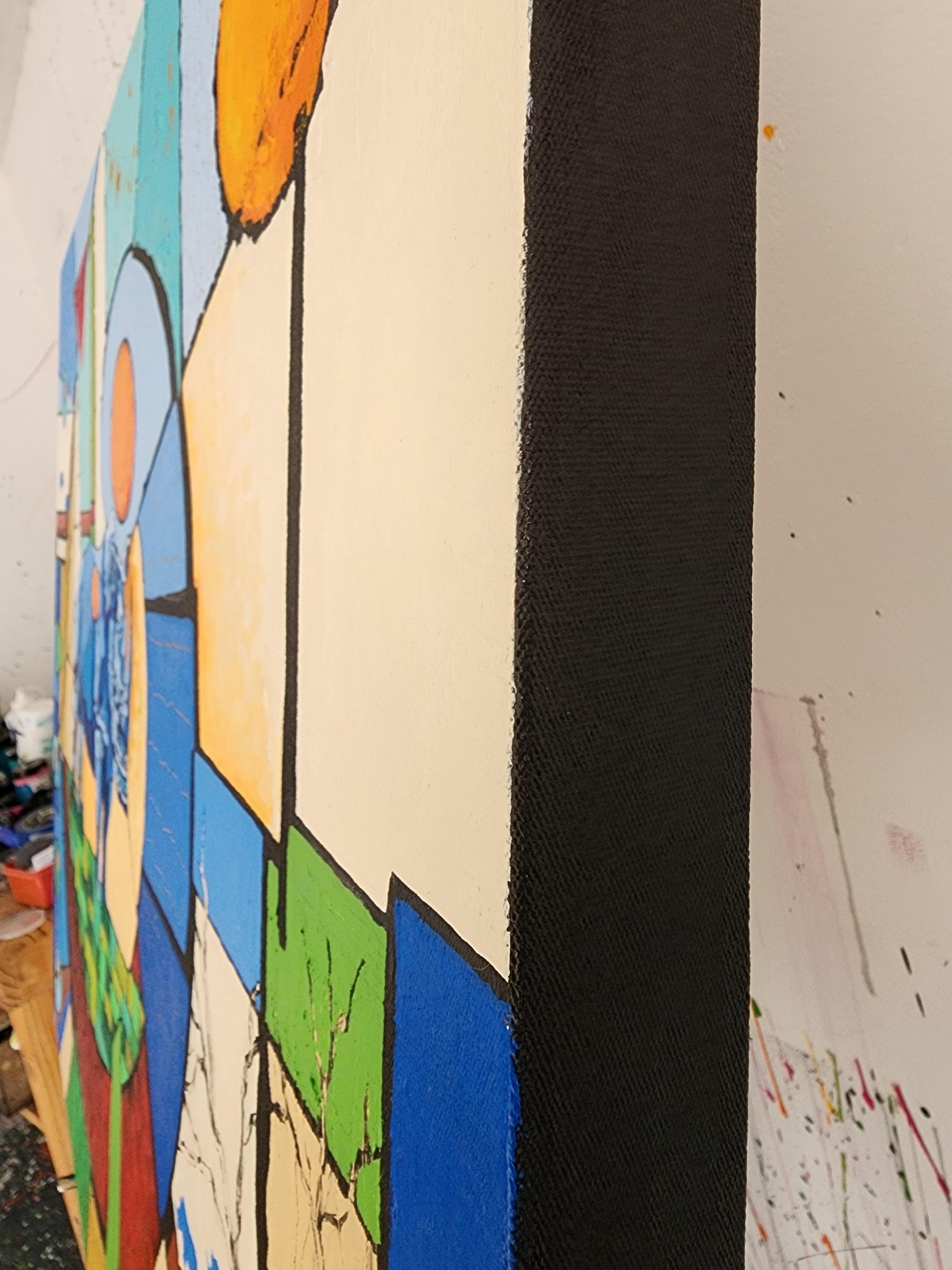 Quintessenza, Potere, Libertà, Astratto, Rinoceronte, Africa, Geometrico, Colore, Investire - Abstract Painting Beige di Karnish Art