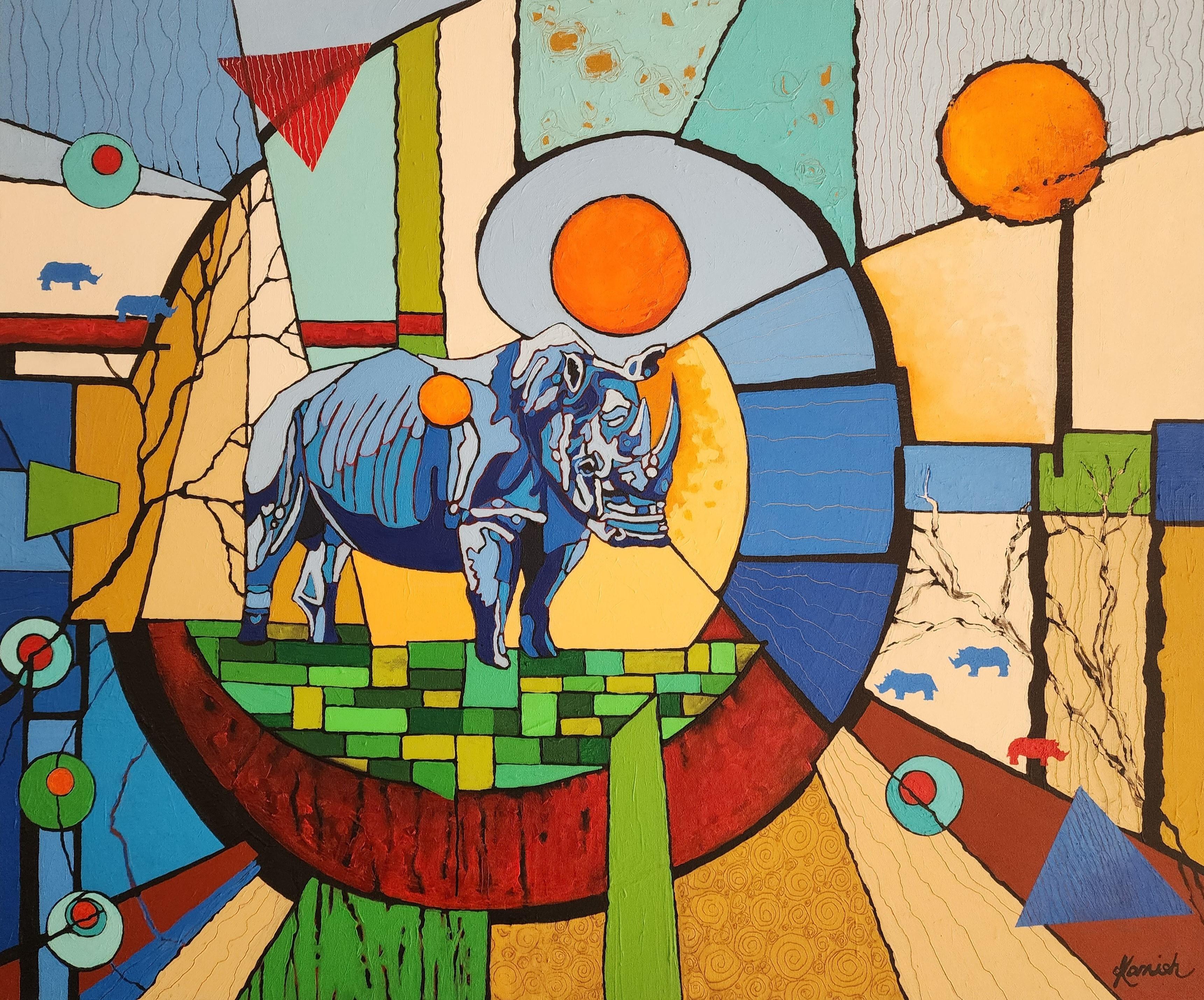 Quintessenza, Potere, Libertà, Astratto, Rinoceronte, Africa, Geometrico, Colore, Investire