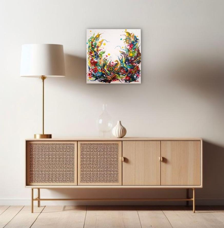 Rainbow Fire Abstract Expression Flow Color Bold Statement Joy Painting Pop For Sale 8