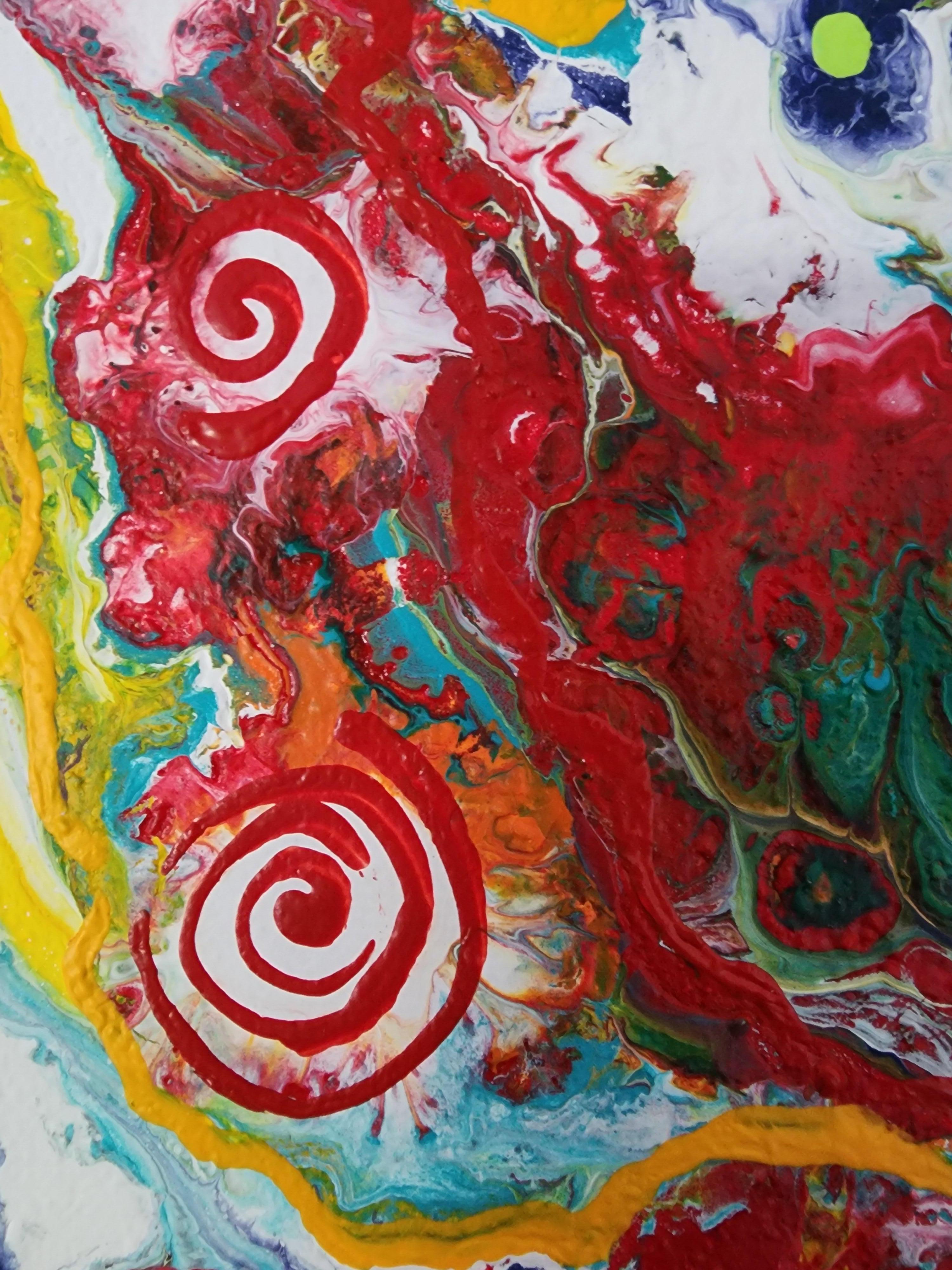 Rainbow Fire Abstract Expression Flow Color Bold Statement Joy Painting Pop For Sale 2