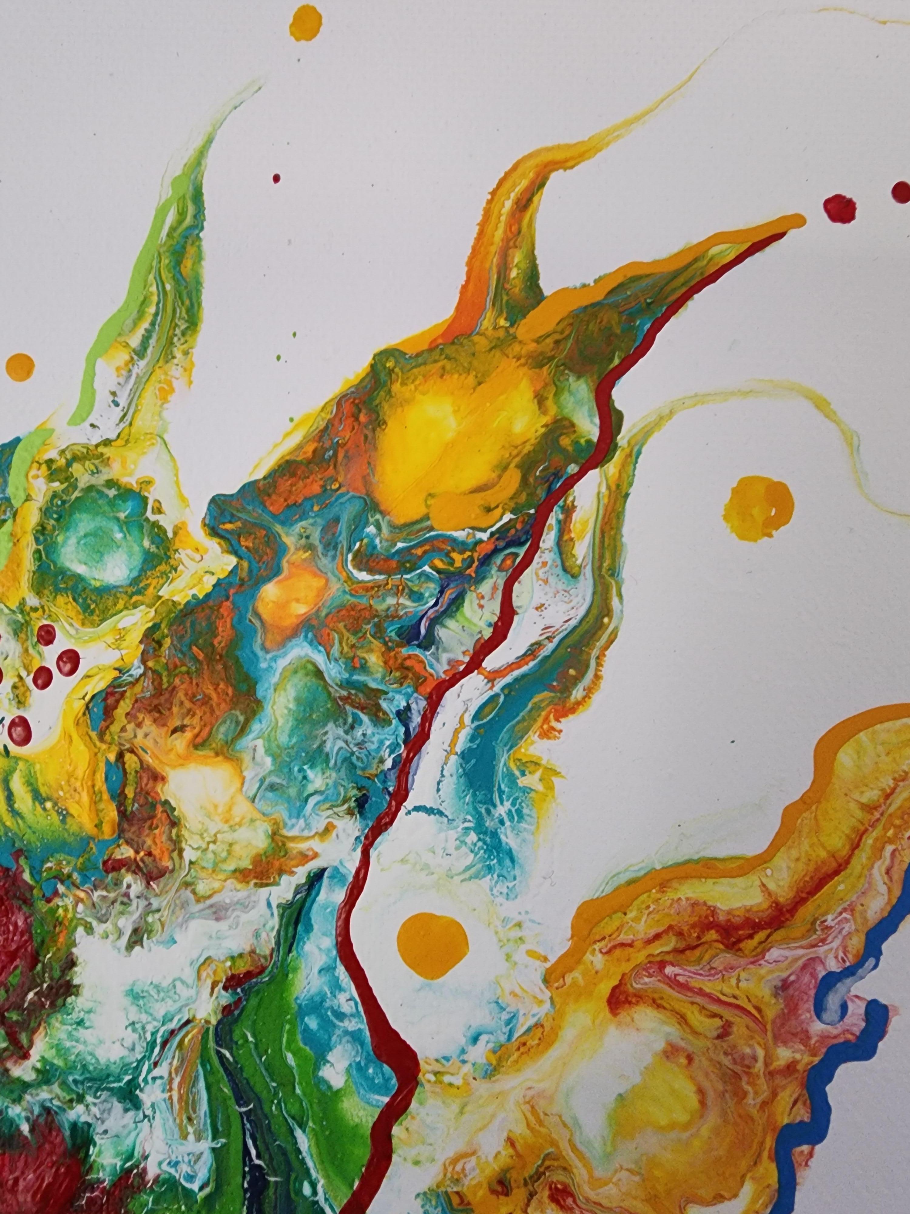 Rainbow Fire Abstract Expression Flow Color Bold Statement Joy Painting Pop For Sale 3