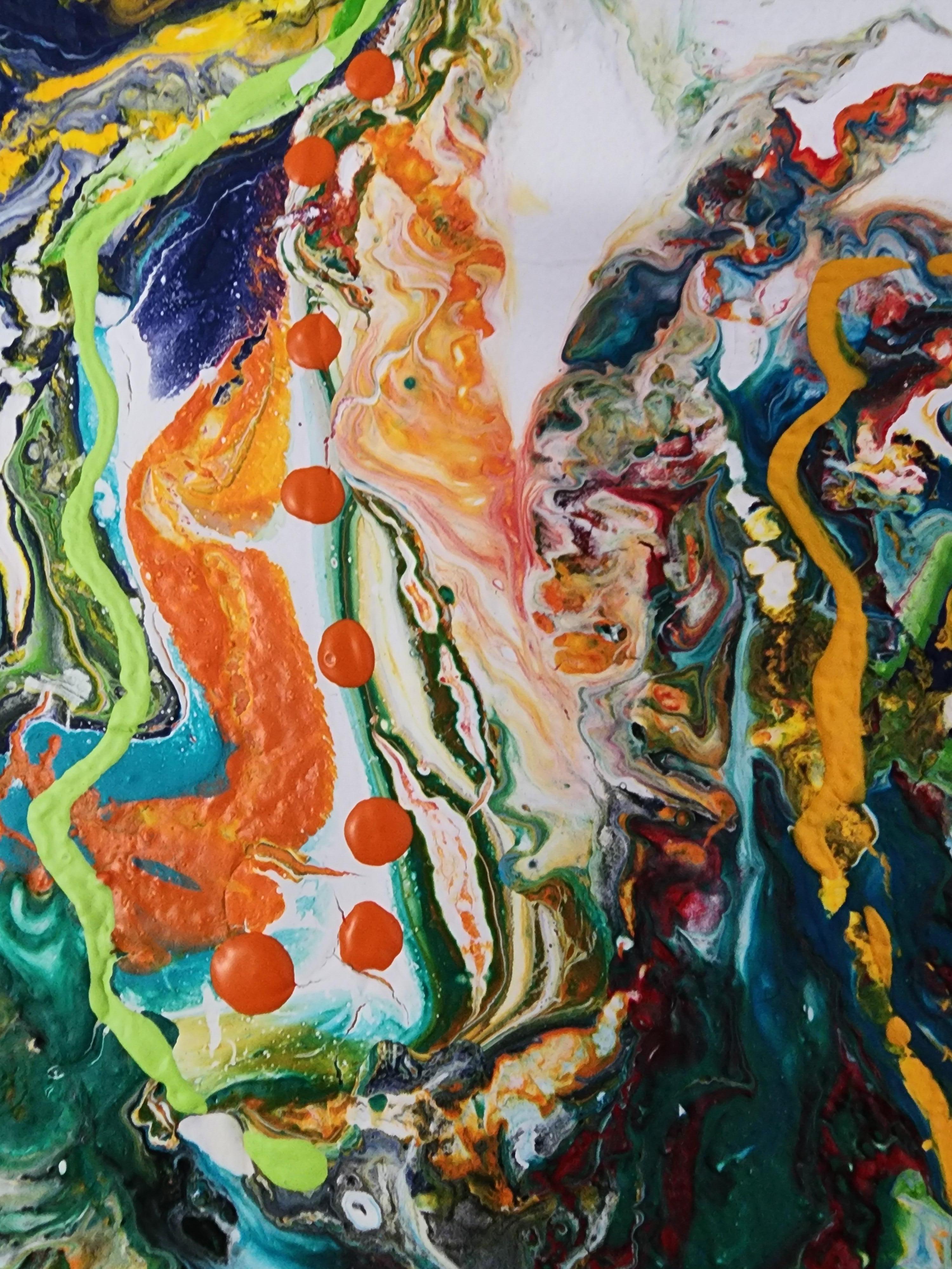 Rainbow Fire Abstract Expression Flow Color Bold Statement Joy Painting Pop For Sale 5