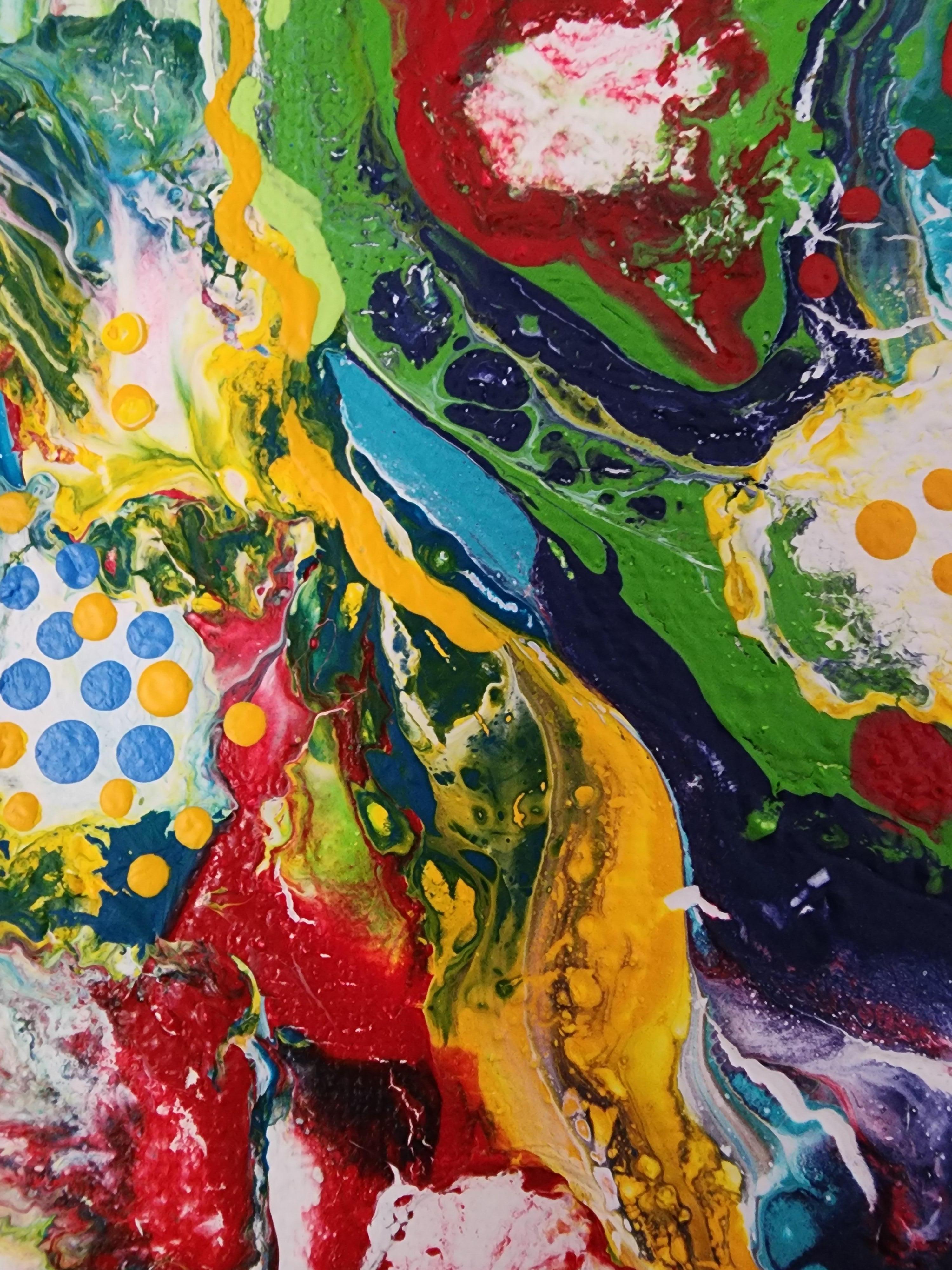 Rainbow Fire Abstract Expression Flow Color Bold Statement Joy Painting Pop For Sale 6