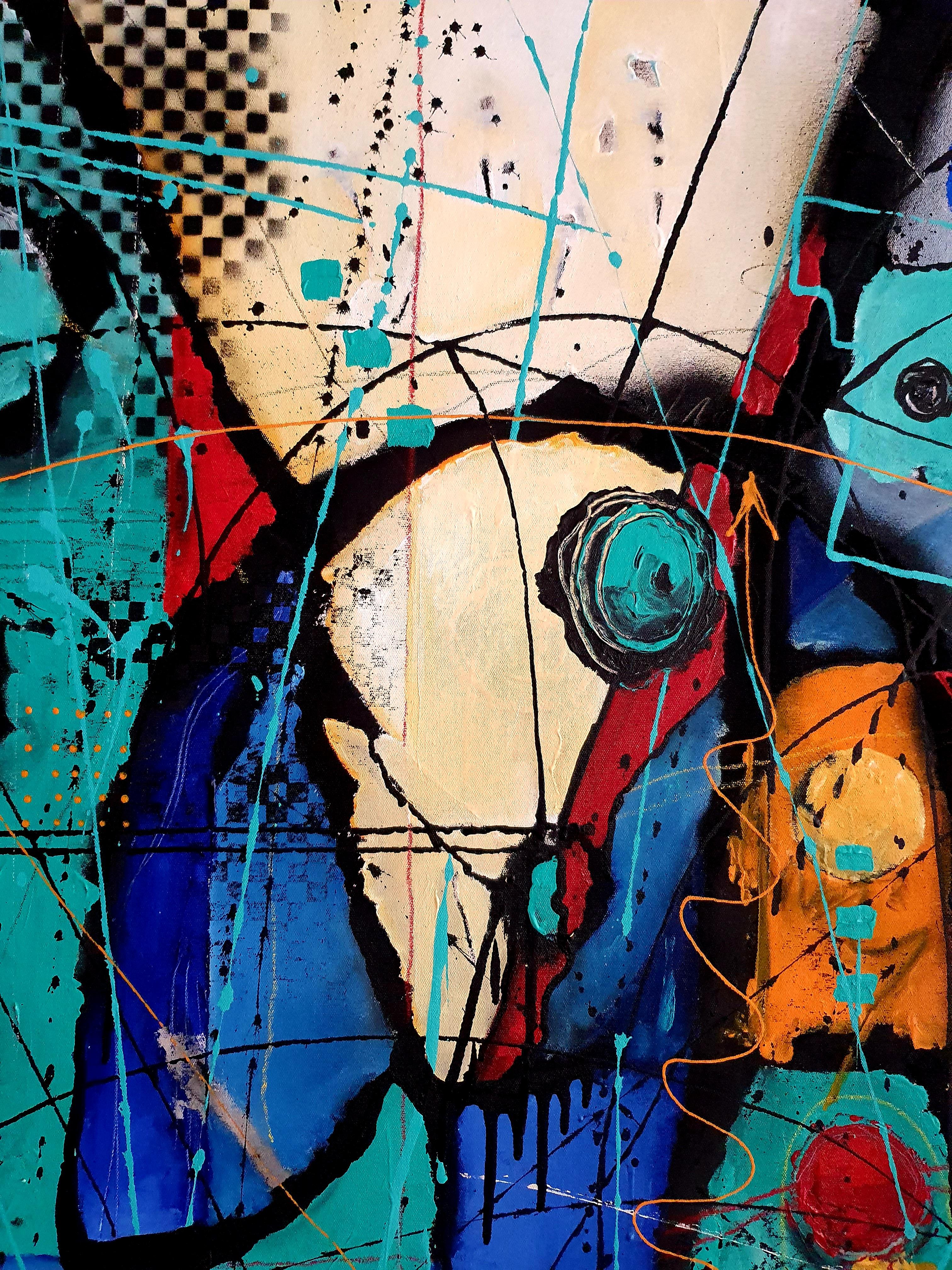 Reflection Painting Large Contemporary Striking Bold Invest Blue Abstract Alive For Sale 2