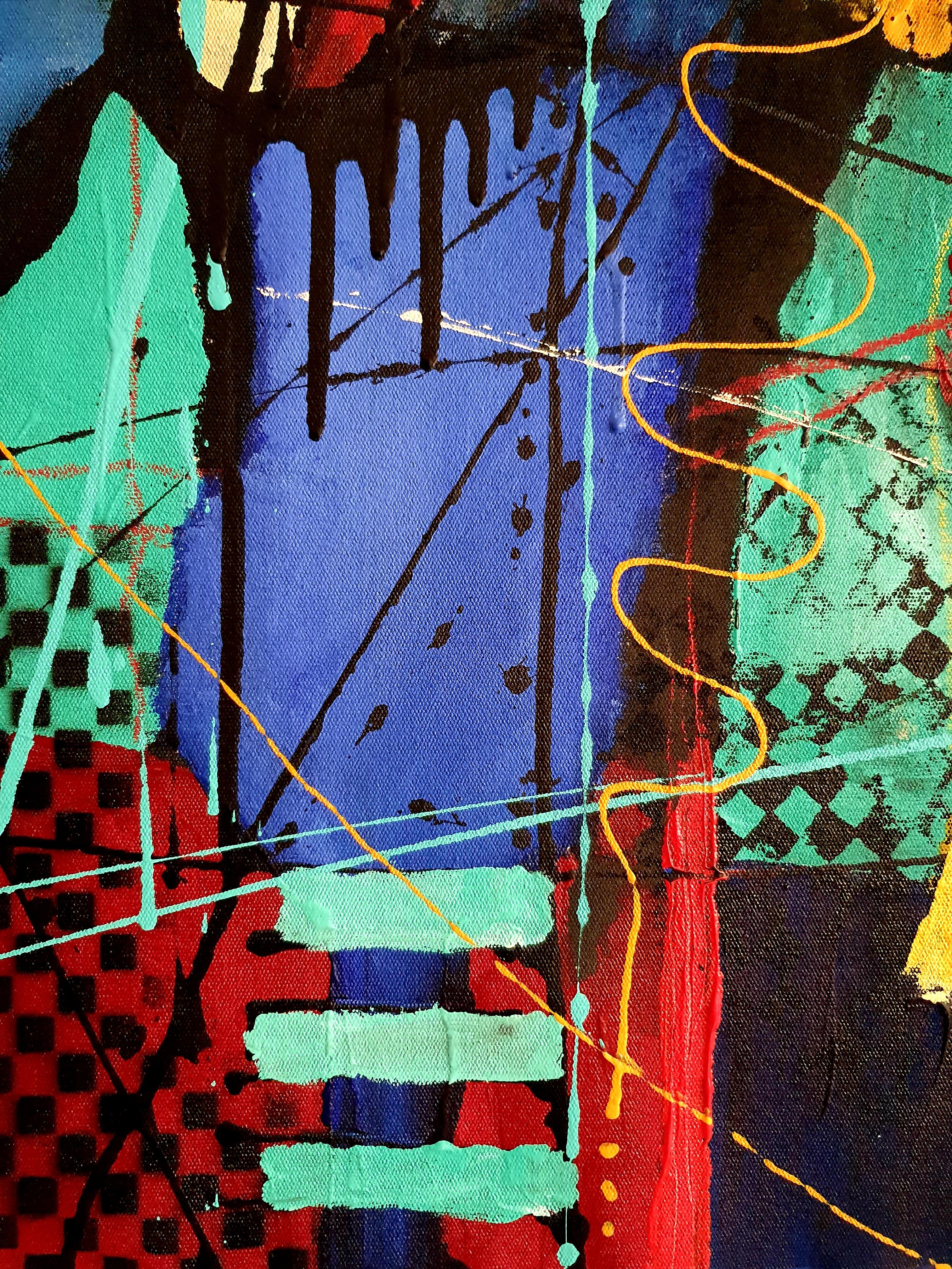 Reflection Painting Large Contemporary Striking Bold Invest Blue Abstract Alive For Sale 4