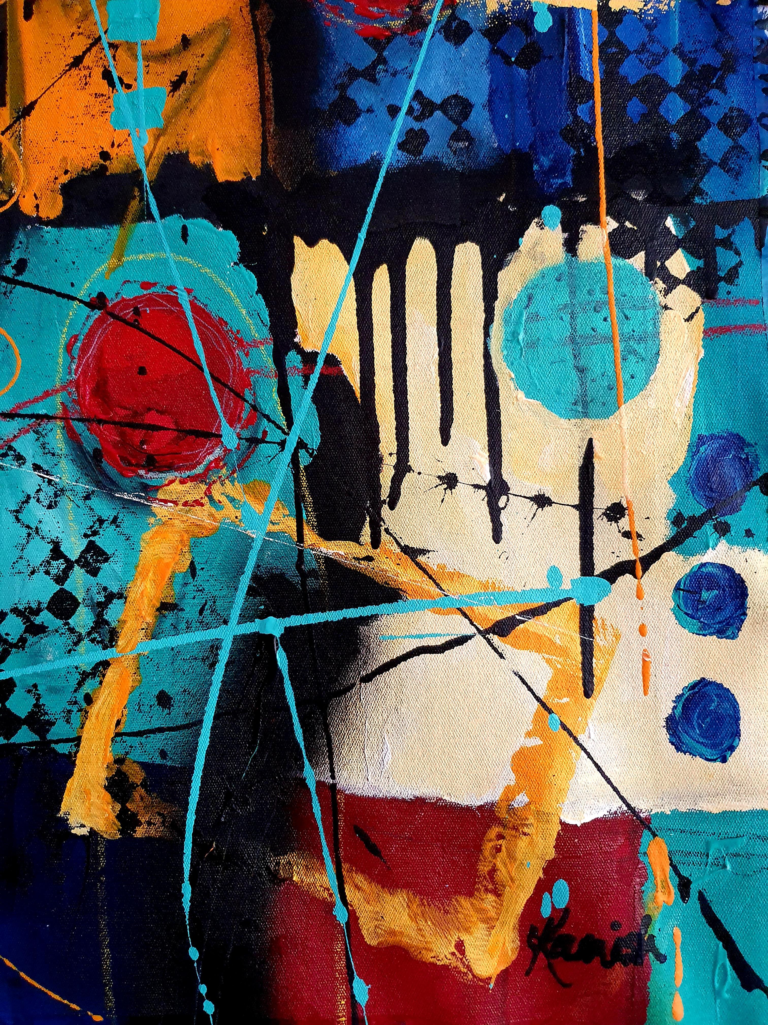 Reflection Painting Large Contemporary Striking Bold Invest Blue Abstract Alive For Sale 5