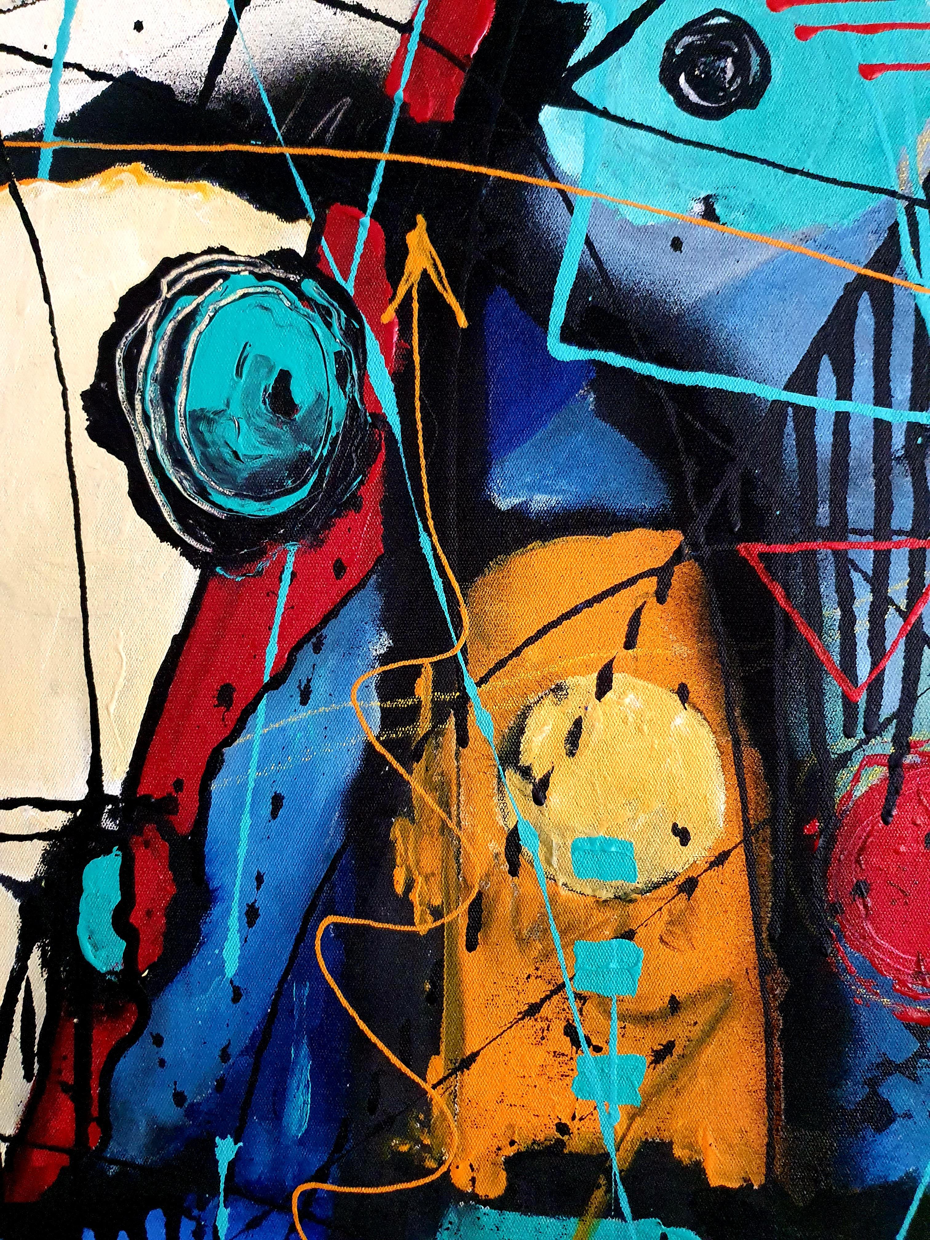 Reflection Painting Large Contemporary Striking Bold Invest Blue Abstract Alive For Sale 6