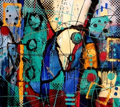 Reflection Painting Large Contemporary Striking Bold Invest Blue Abstract Alive