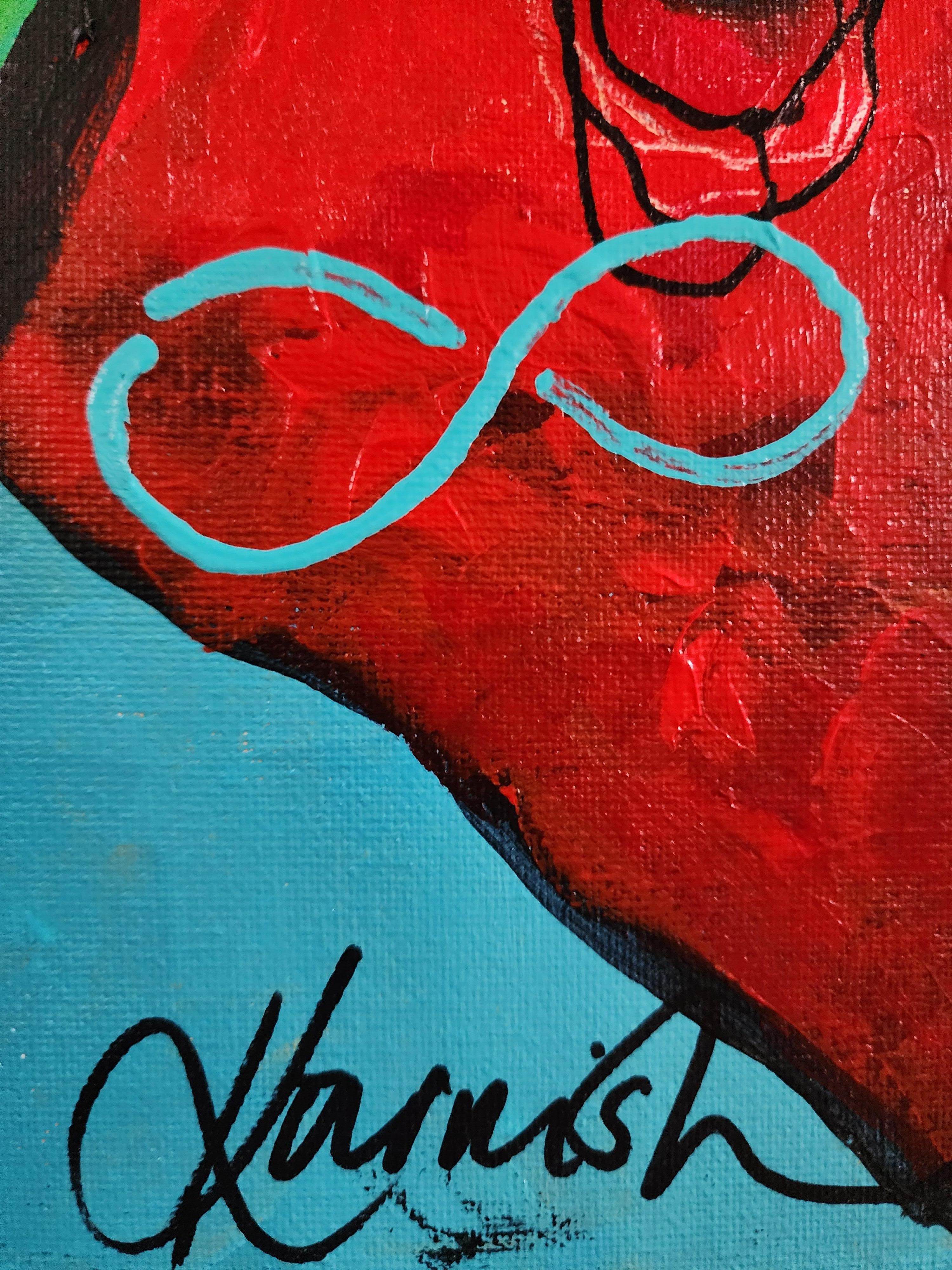 Erneuerung - Gemälde Diptychon Abstrakt Zeitgenössisch Fett Blau Grün Flora Einzigartig im Angebot 9