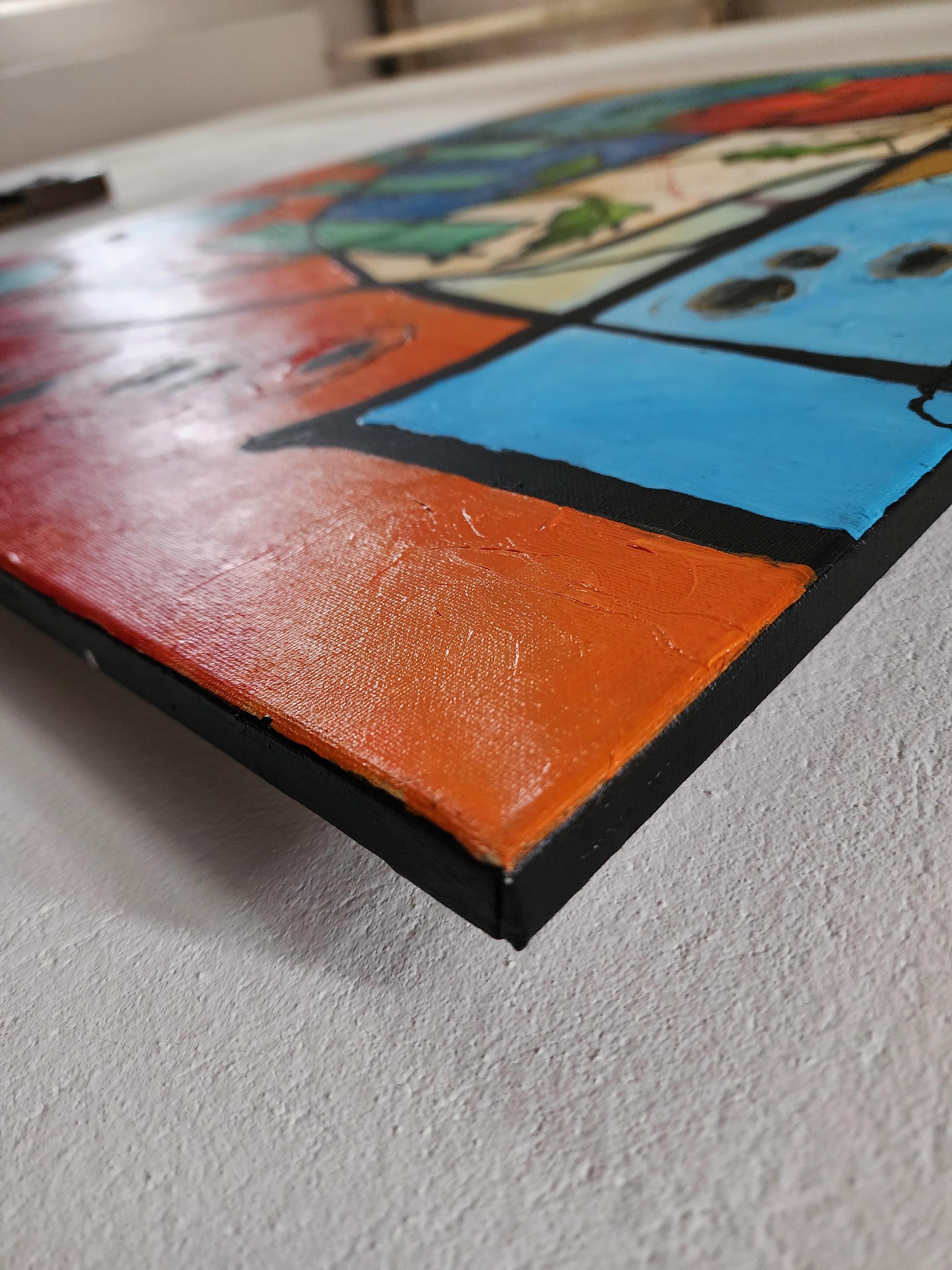 Erneuerung - Gemälde Diptychon Abstrakt Zeitgenössisch Fett Blau Grün Flora Einzigartig im Angebot 4