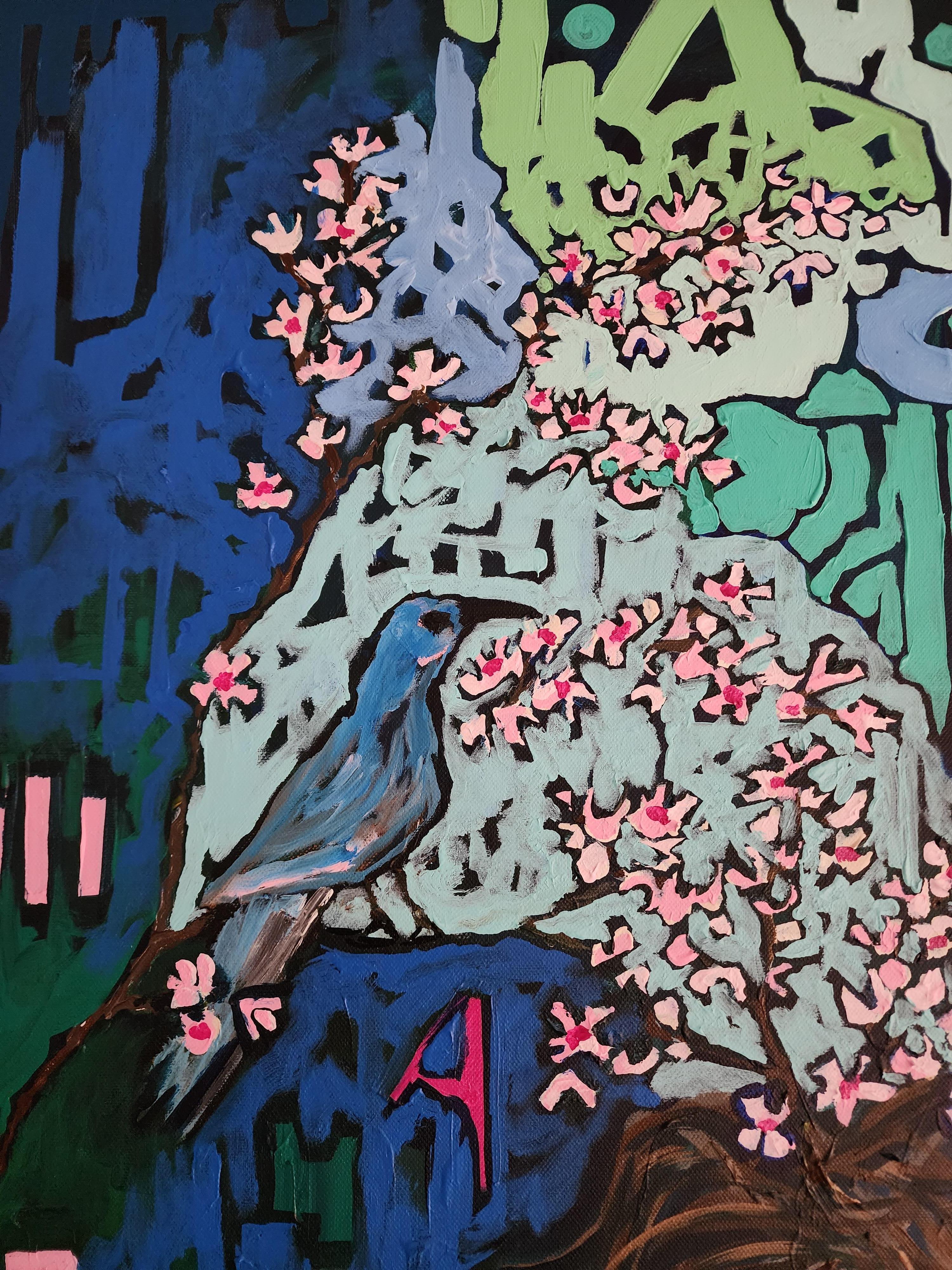 Sakura Hanami - Vibrant Portrait Flowers Abundance Exclusive Blossom Connected - Painting by Karnish Art