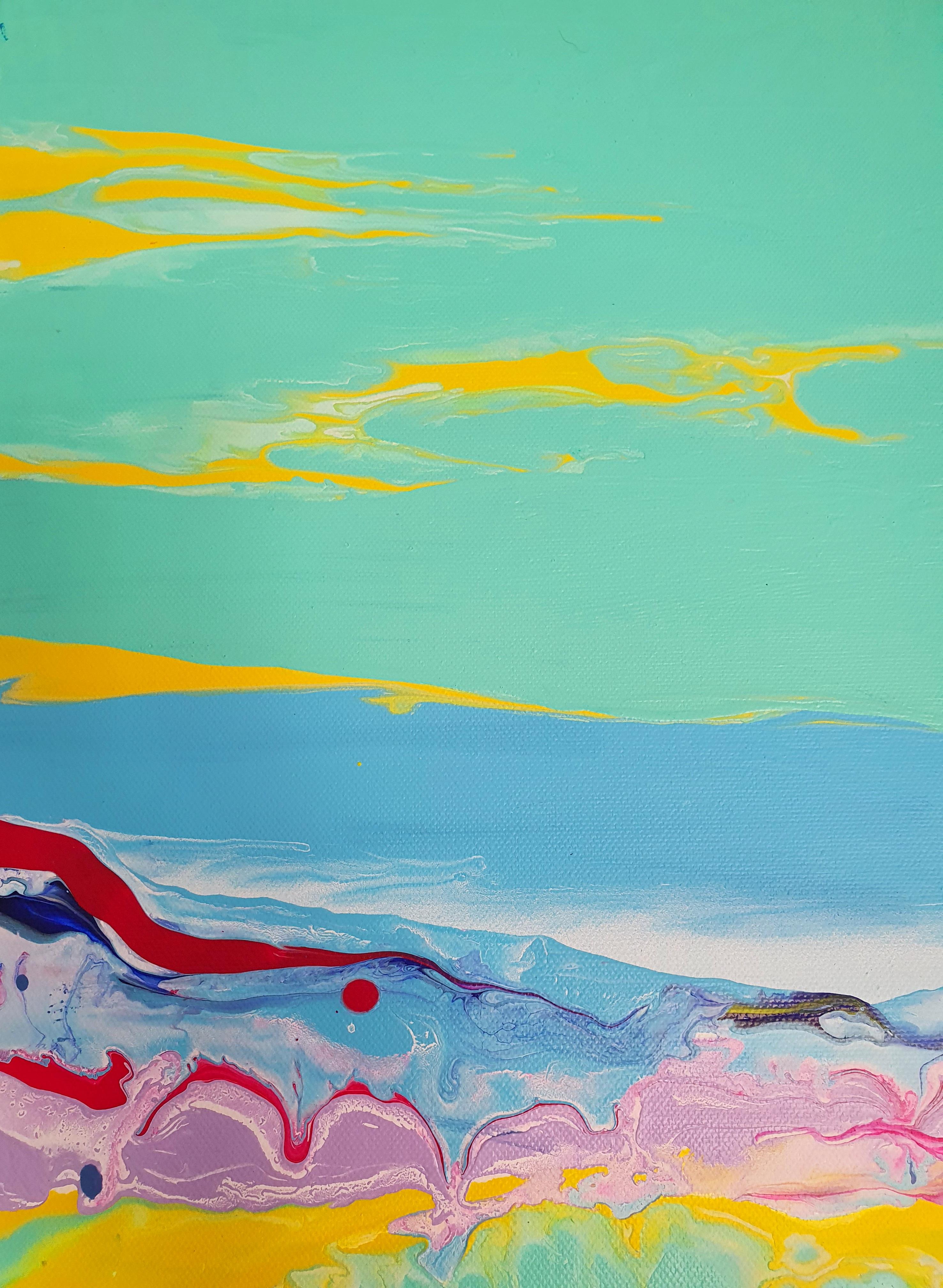 Seaside Serenade - Minimalismo, Art Deco, Astratto, Audace, Investire, Colorato, Gioia - Painting di Karnish Art