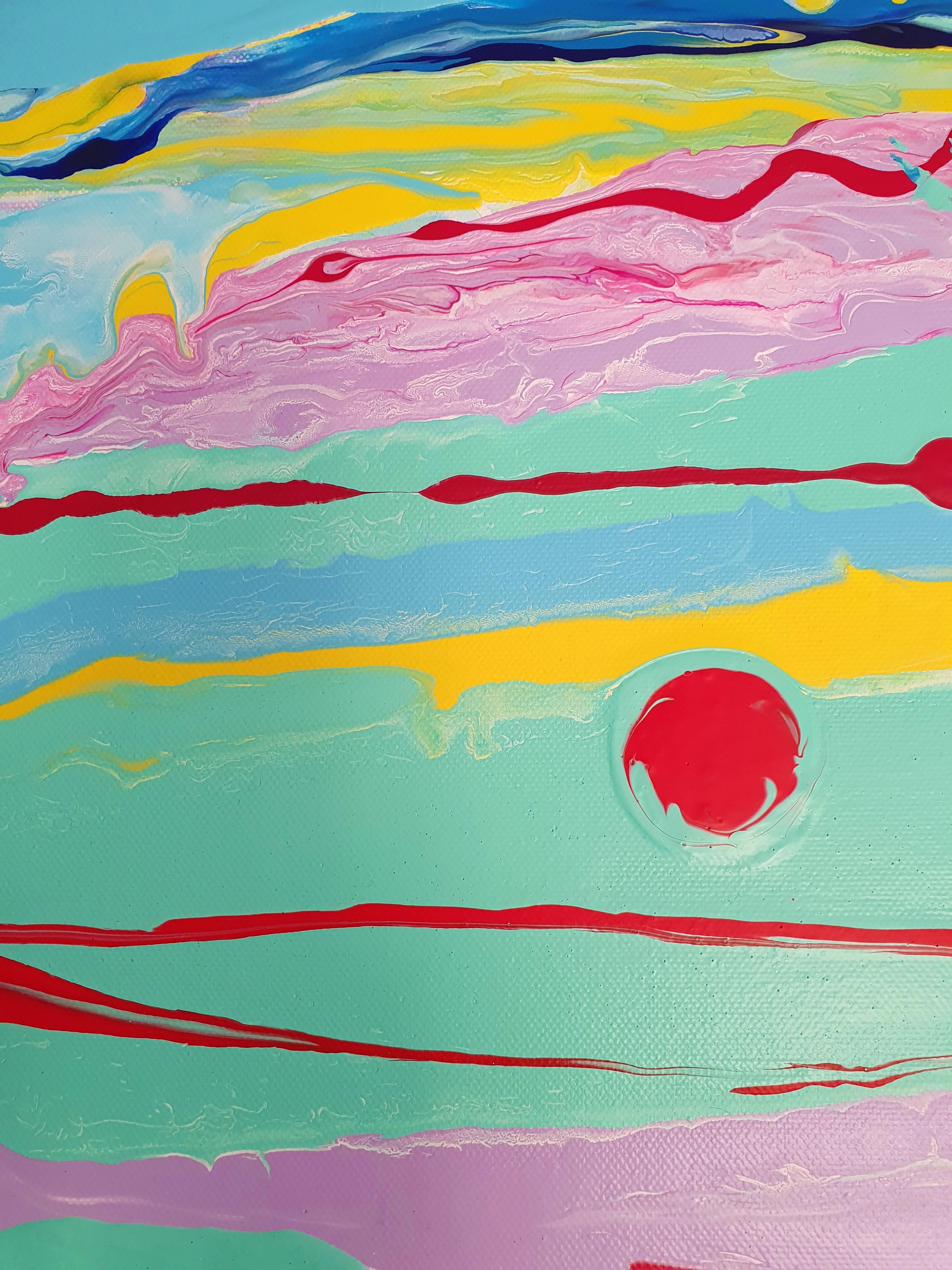 Seaside Serenade - Minimalismo, Art Deco, Astratto, Audace, Investire, Colorato, Gioia - Painting Espressionismo astratto di Karnish Art