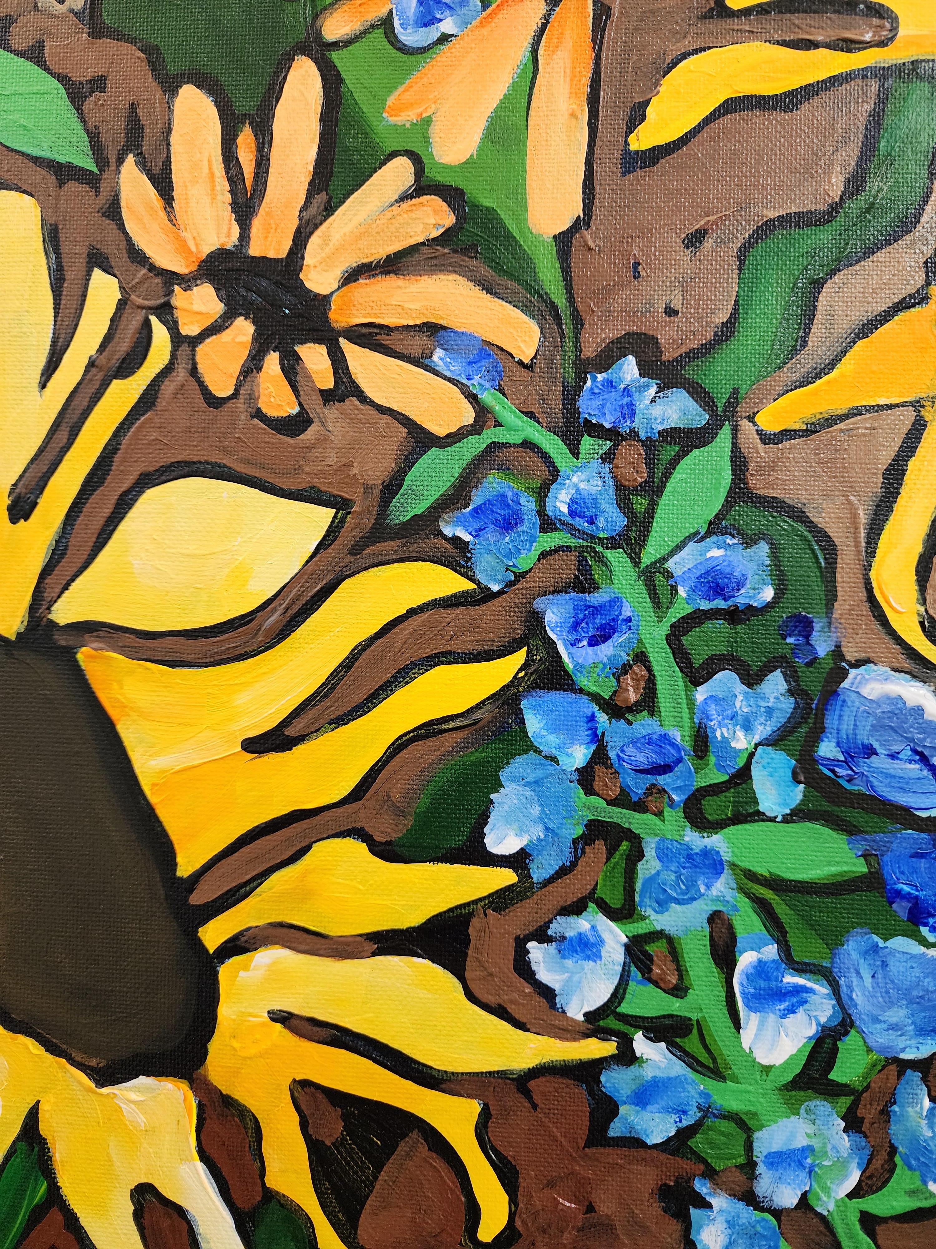 Slow Soft Summer - Floral, Abstracto, Contemporáneo, Naturaleza, Tonos suaves, Original - Painting de Karnish Art