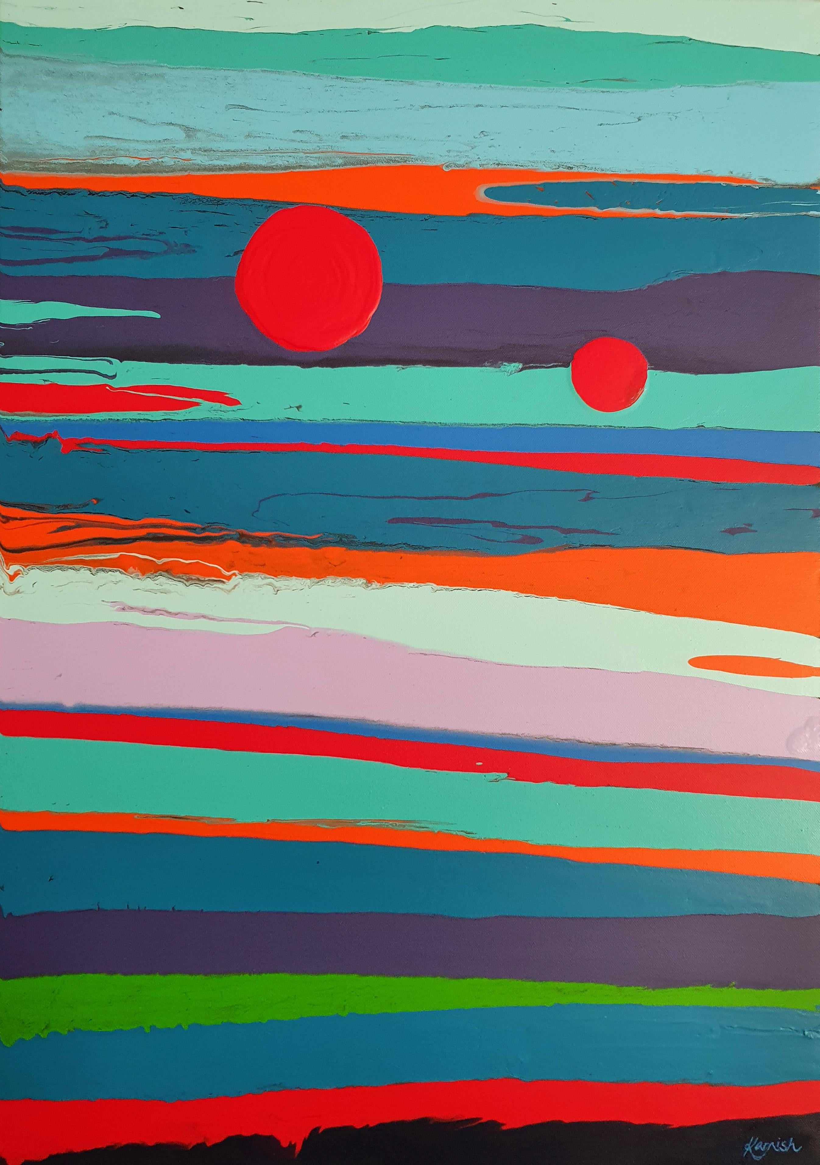 Landscape Painting di Karnish Art - Solitude - Minimalismo, Art Deco, Astratto, Audace, Investire, Colorato, Dichiarazione