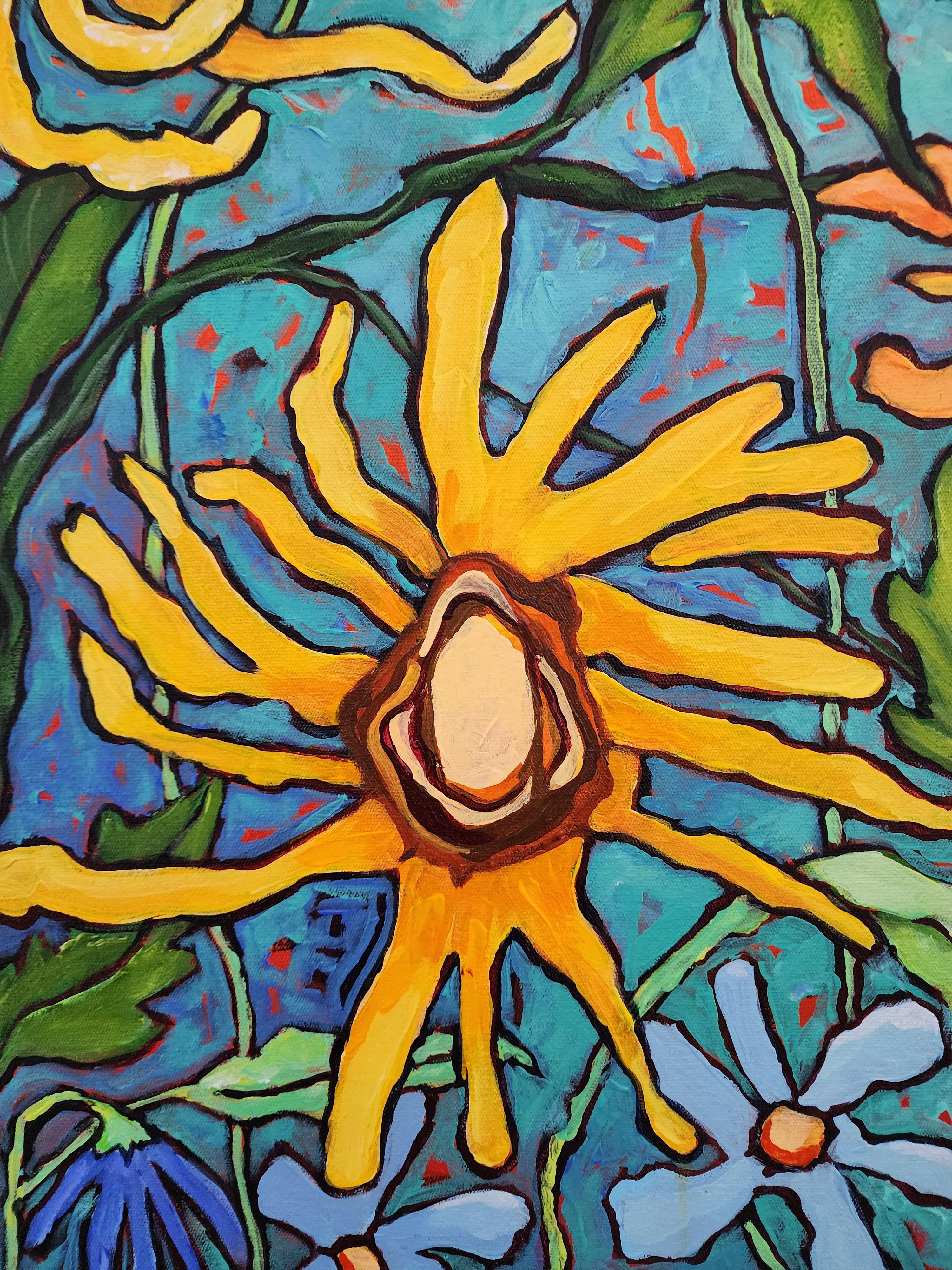Soul Song Sunflowers - Florals, Landscape, Investment, Nature, Hope, Painting For Sale 1