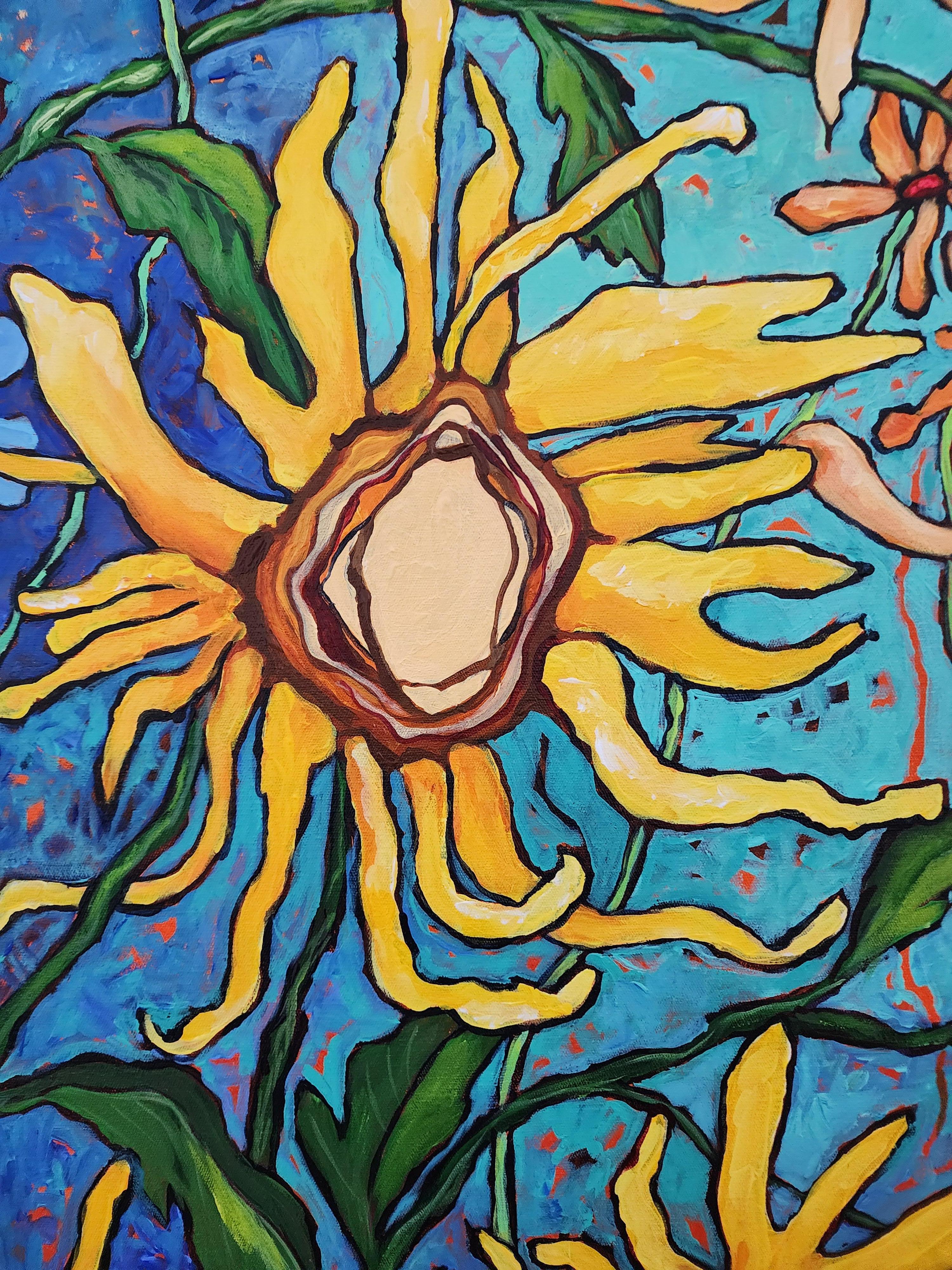 Soul Song Sunflowers - Florals, Landscape, Investment, Nature, Hope, Painting For Sale 2