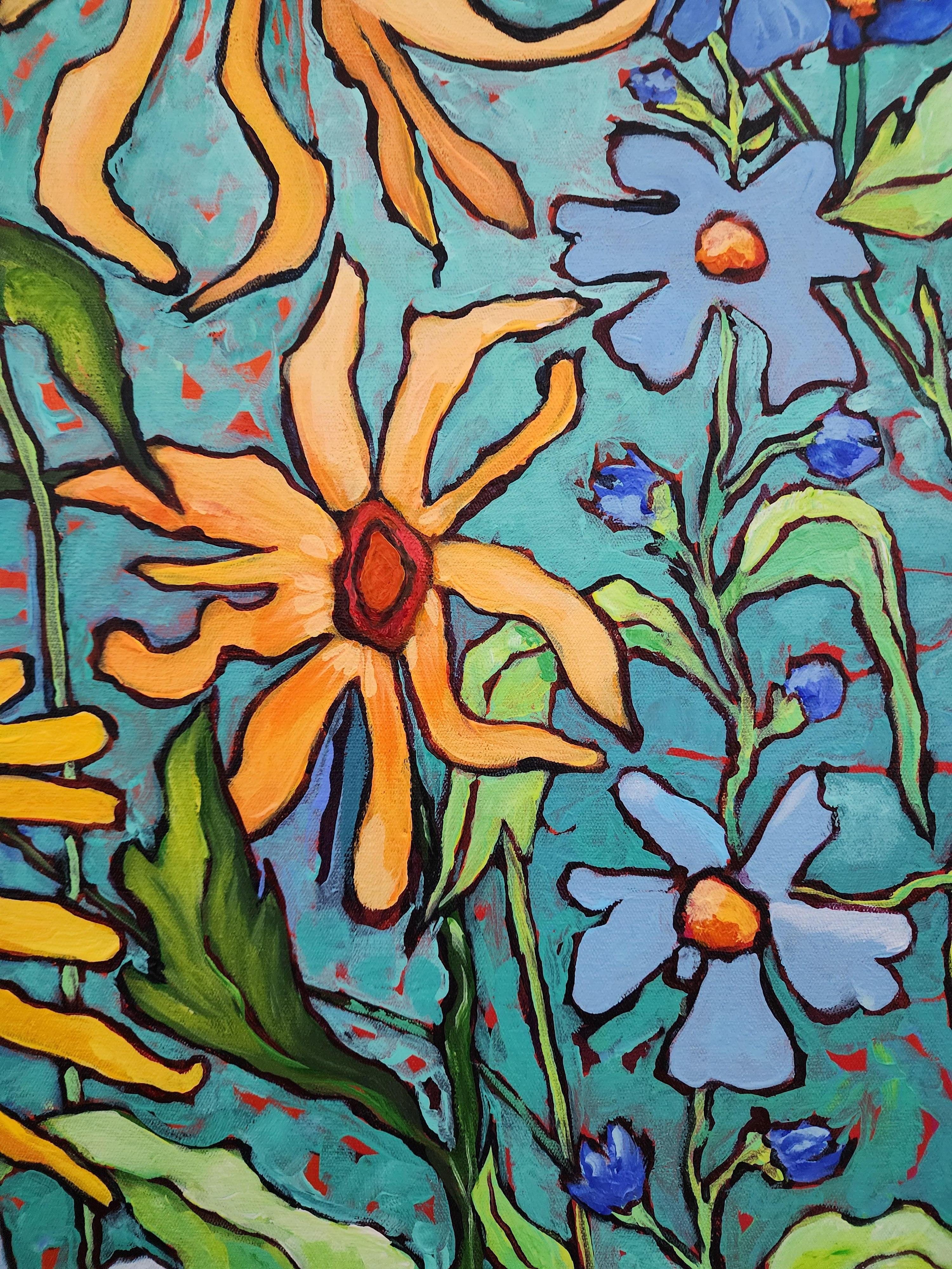Soul Song Sunflowers - Florals, Landscape, Investment, Nature, Hope, Painting For Sale 3