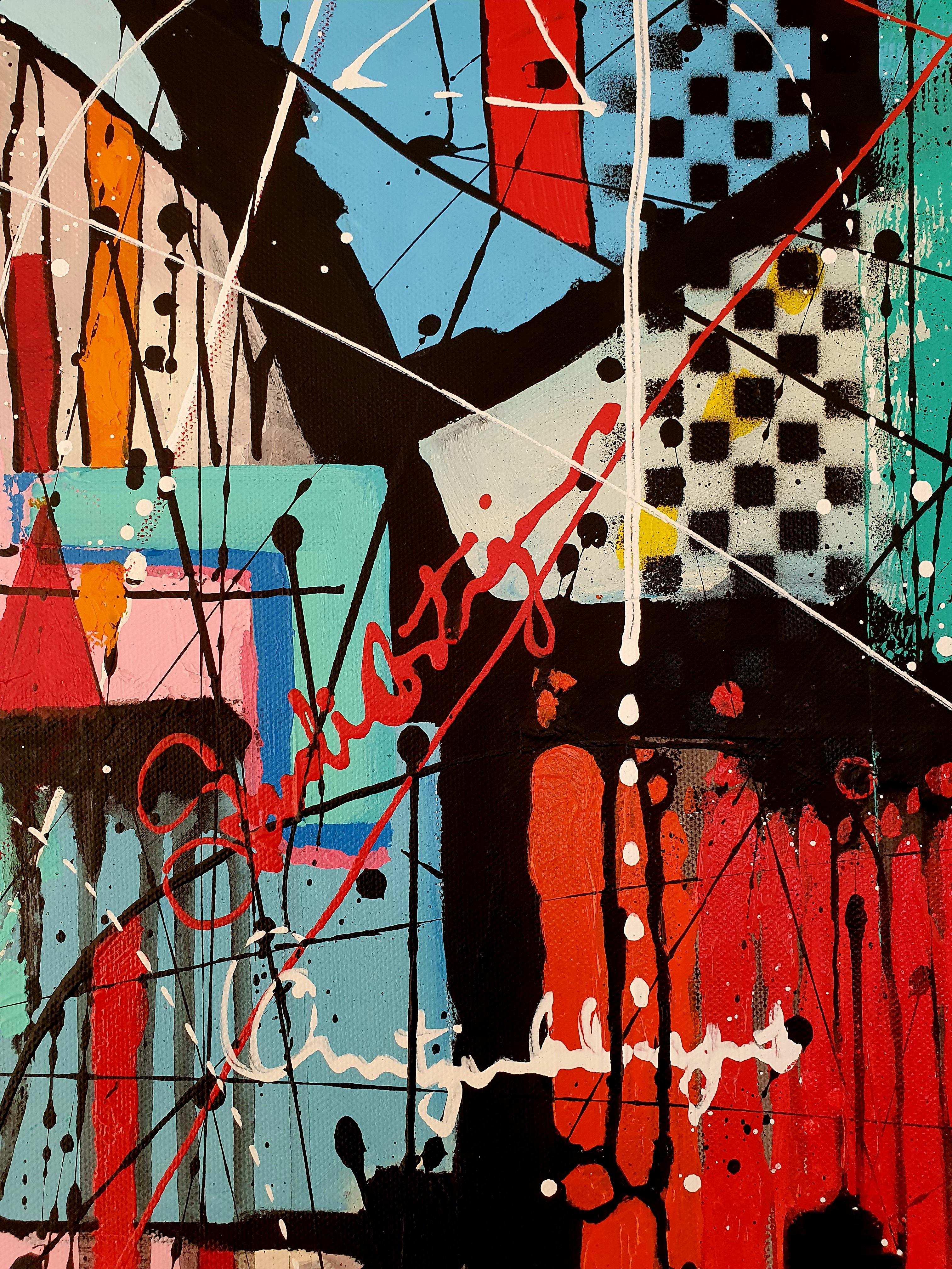 Stardust – gefühlvolles, farbenfrohes, abstraktes, auffälliges, expressionistisches Gemälde  (Expressionismus), Painting, von Karnish Art