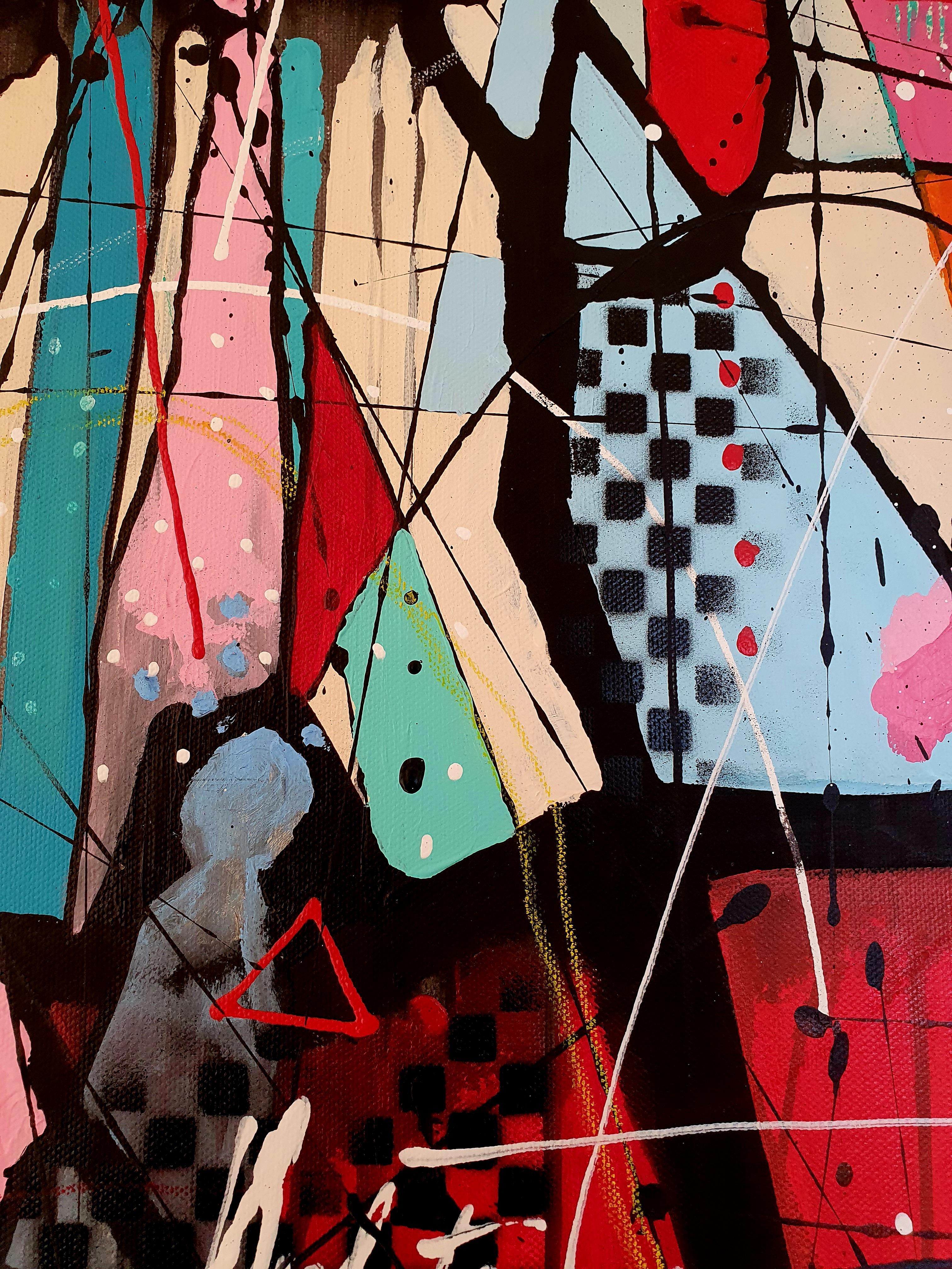 Stardust – gefühlvolles, farbenfrohes, abstraktes, auffälliges, expressionistisches Gemälde  im Angebot 2