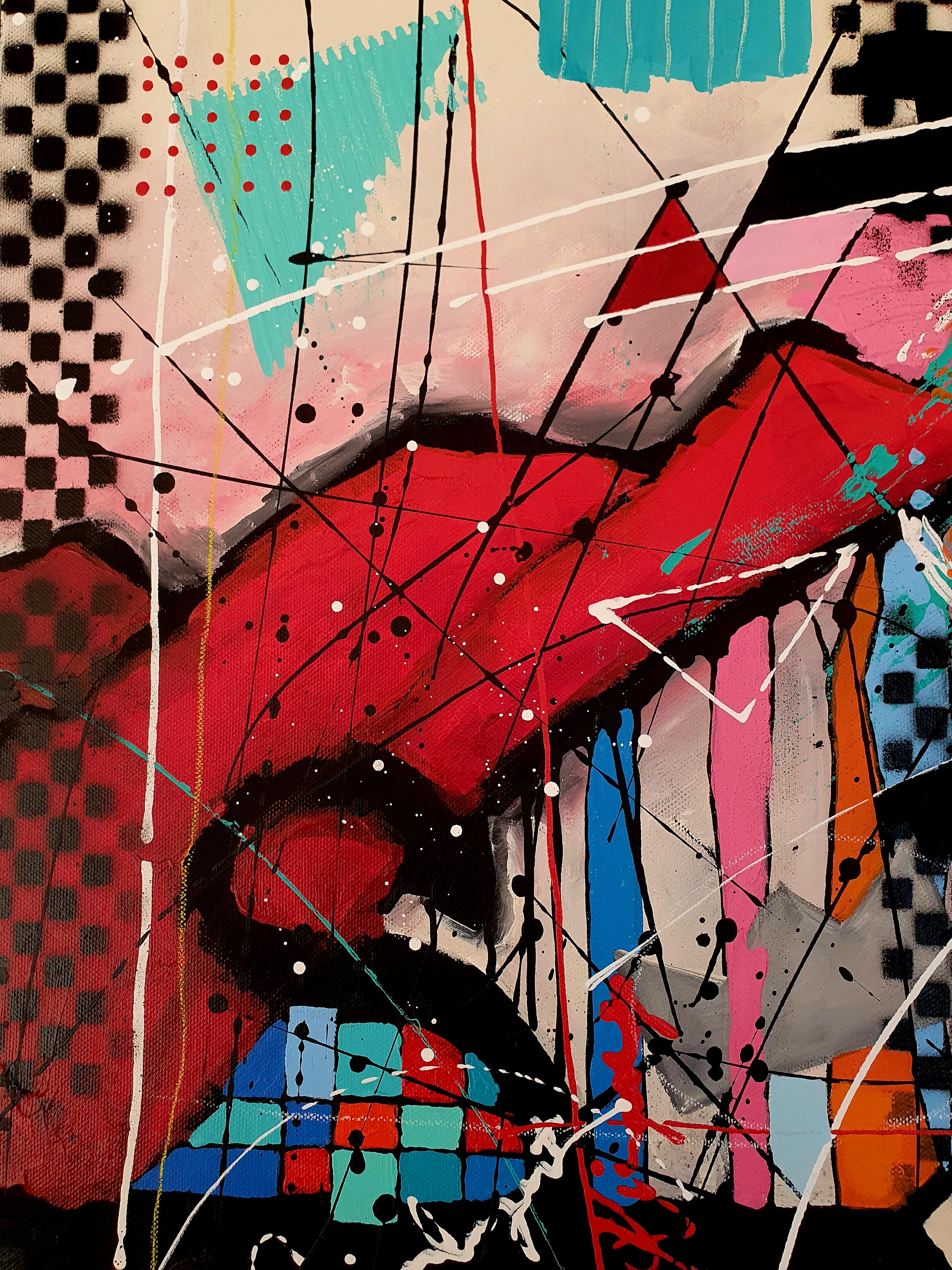 Stardust – gefühlvolles, farbenfrohes, abstraktes, auffälliges, expressionistisches Gemälde  im Angebot 3