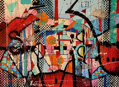 Stardust - Grande peinture abstraite et colorée expressionniste pleine d'âme 