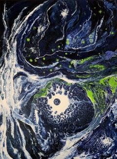 Stargazer - Powerful Striking Galaxy Contemporary Abstract Blue White Investment