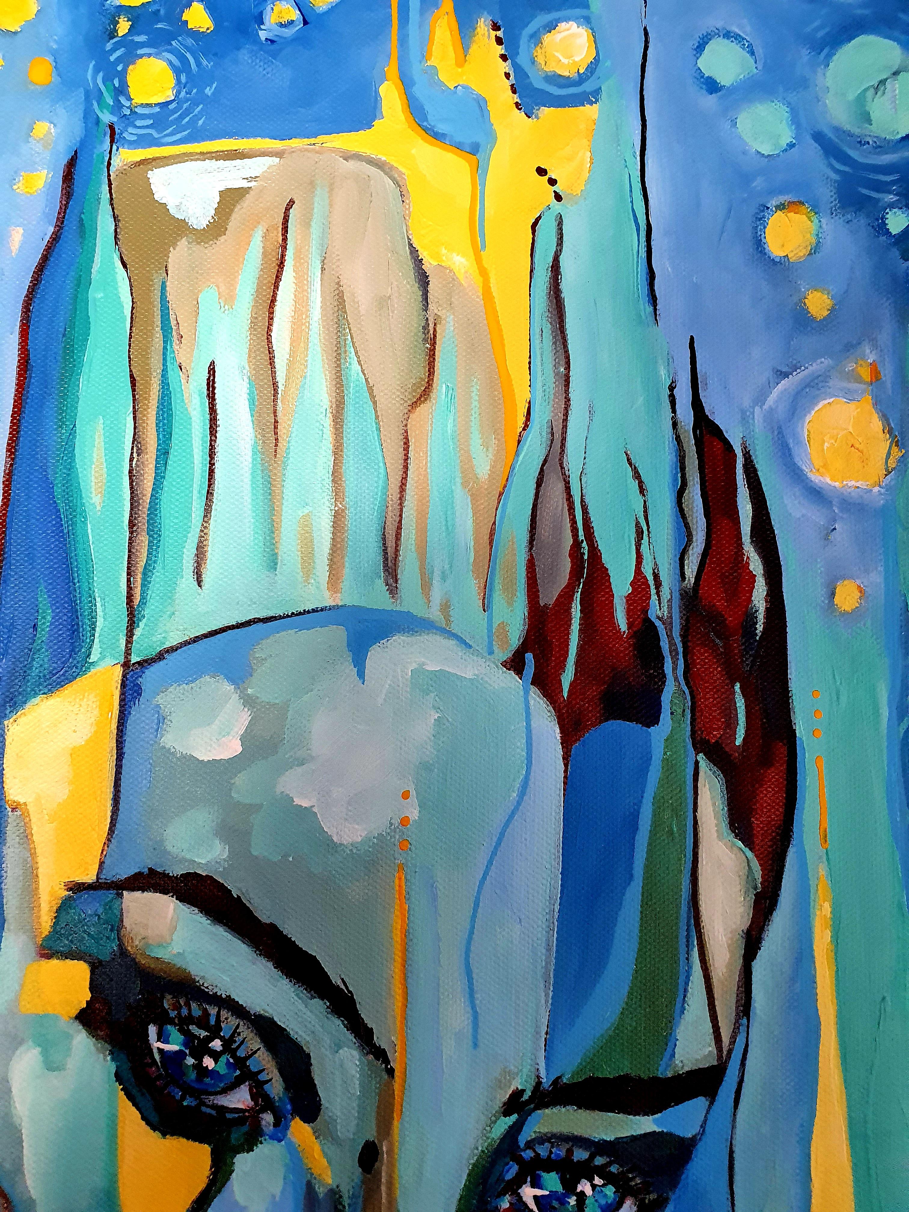Starry starry night - Portrait, Painting, Abstract, Intense, Muse, Van Gogh For Sale 5
