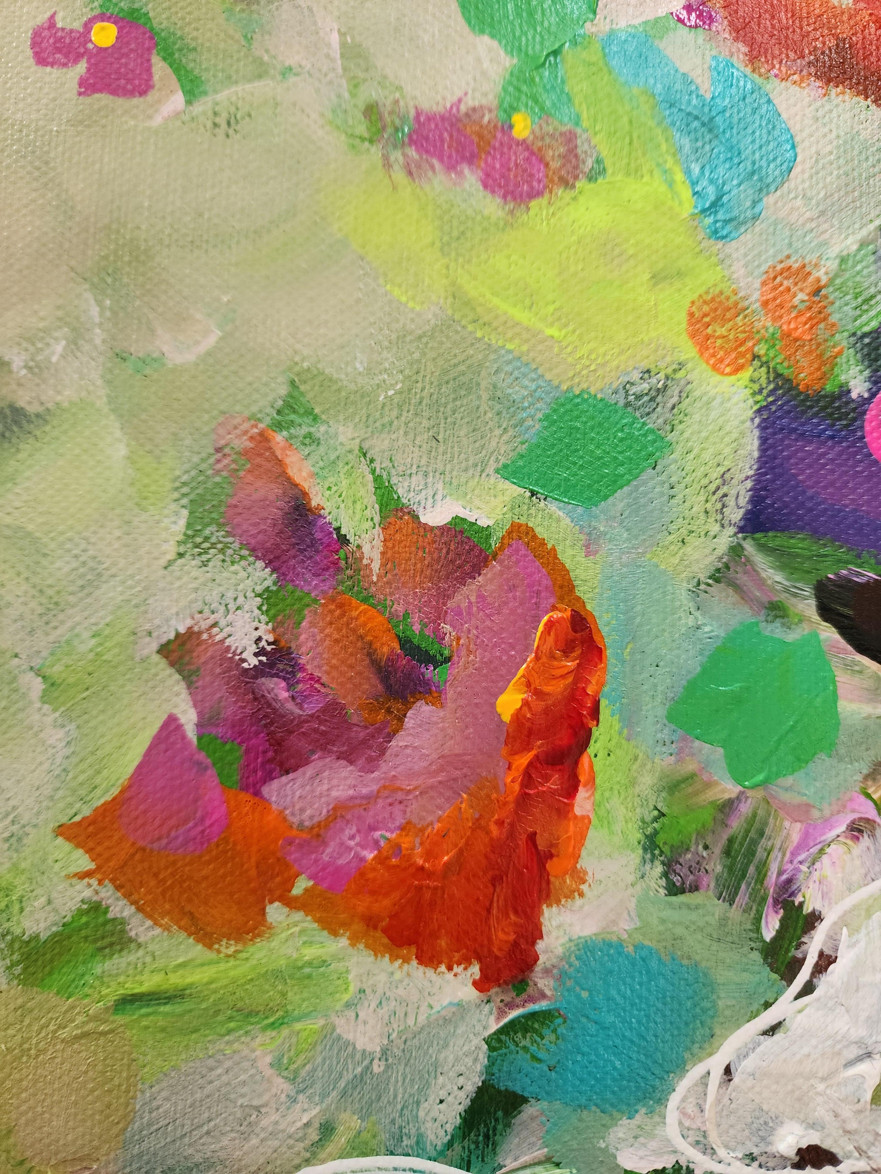 Still-life Painting Floral Vase Colorful Flower Original Contemporary Investment For Sale 4