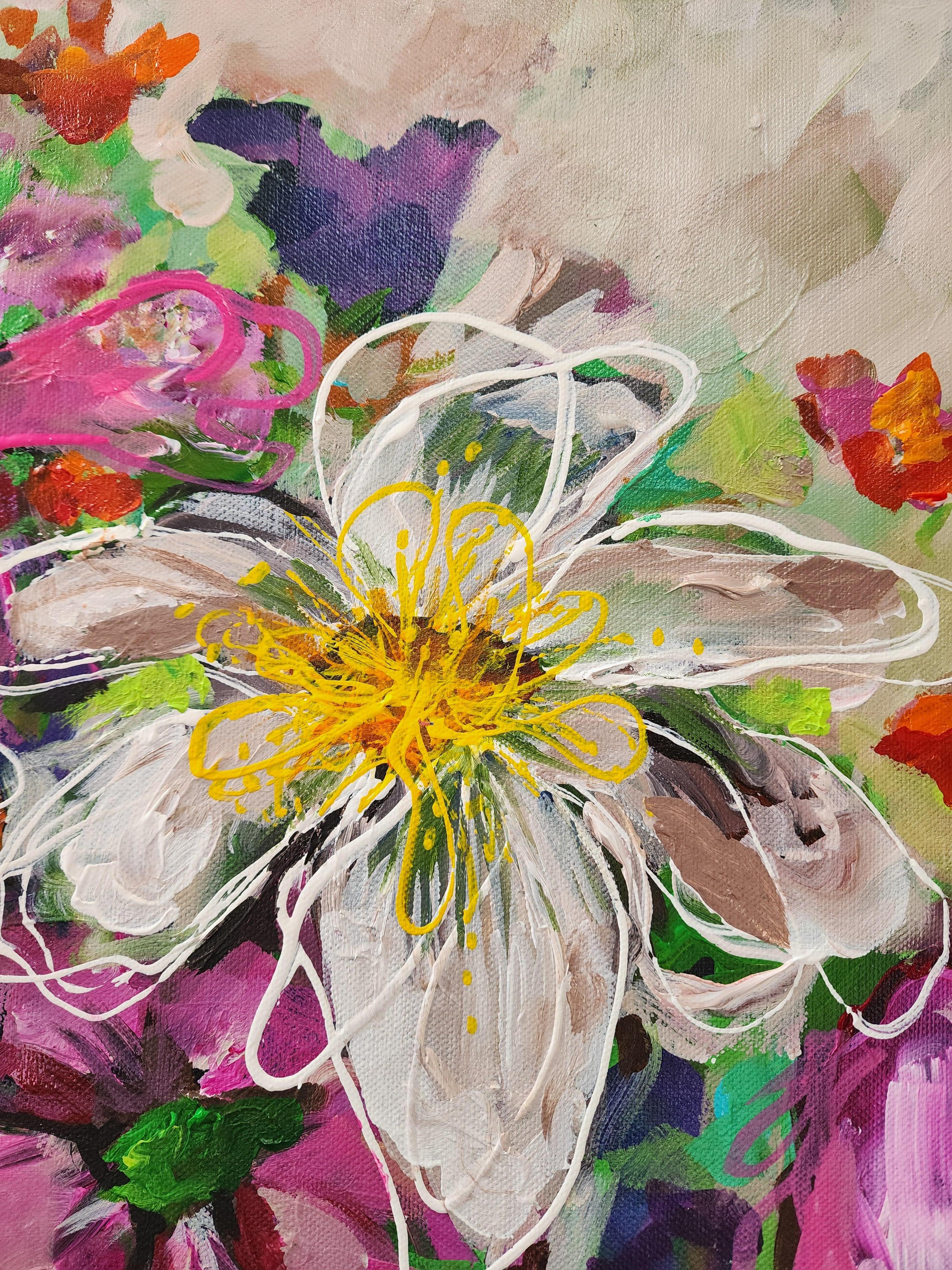 Still-life Painting Floral Vase Colorful Flower Original Contemporary Investment For Sale 6