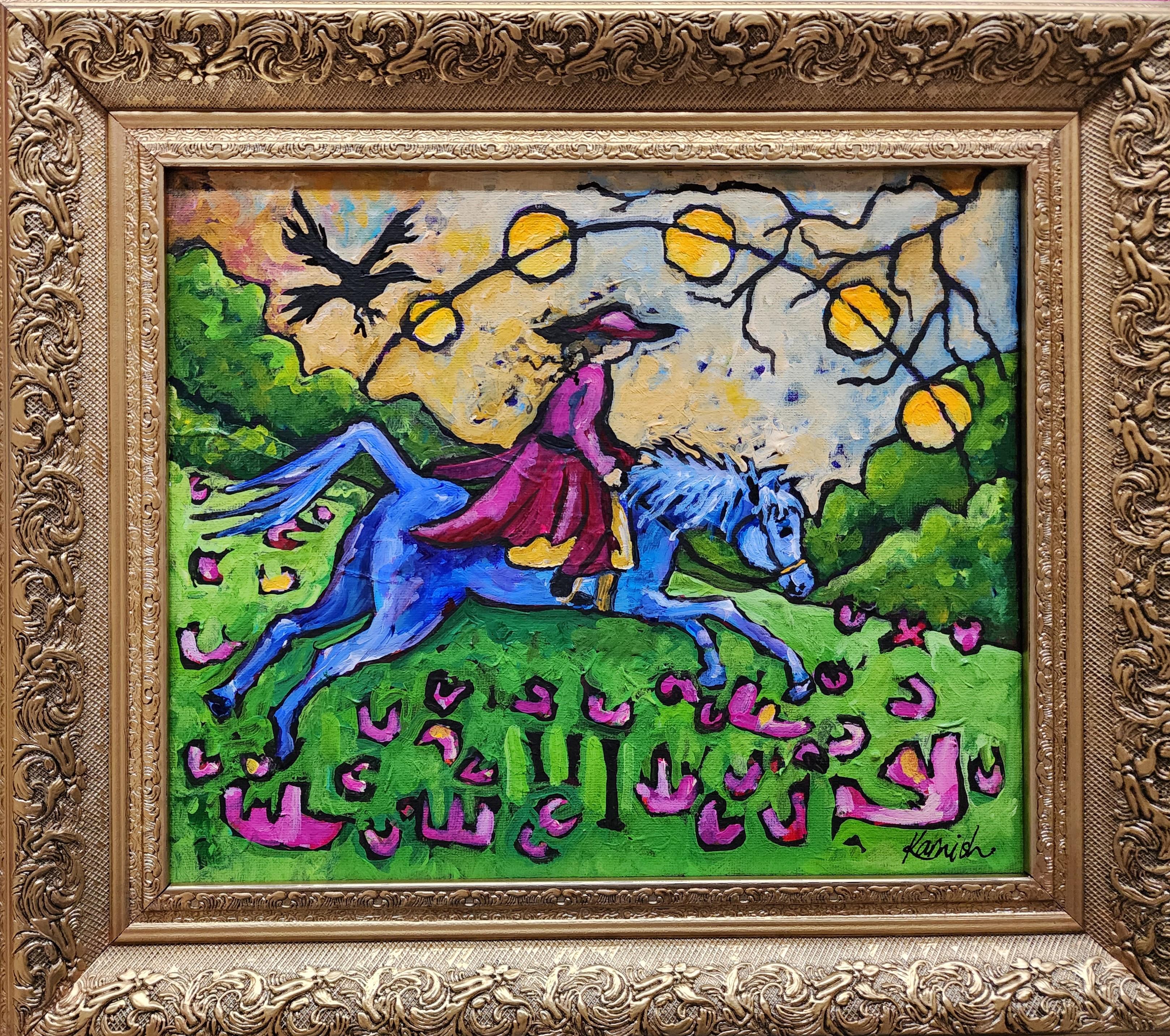 Sonnenfänger Malerei Tier Pferd Modern Gold Auffallend Investieren Kühn Freiheit Einzigartig