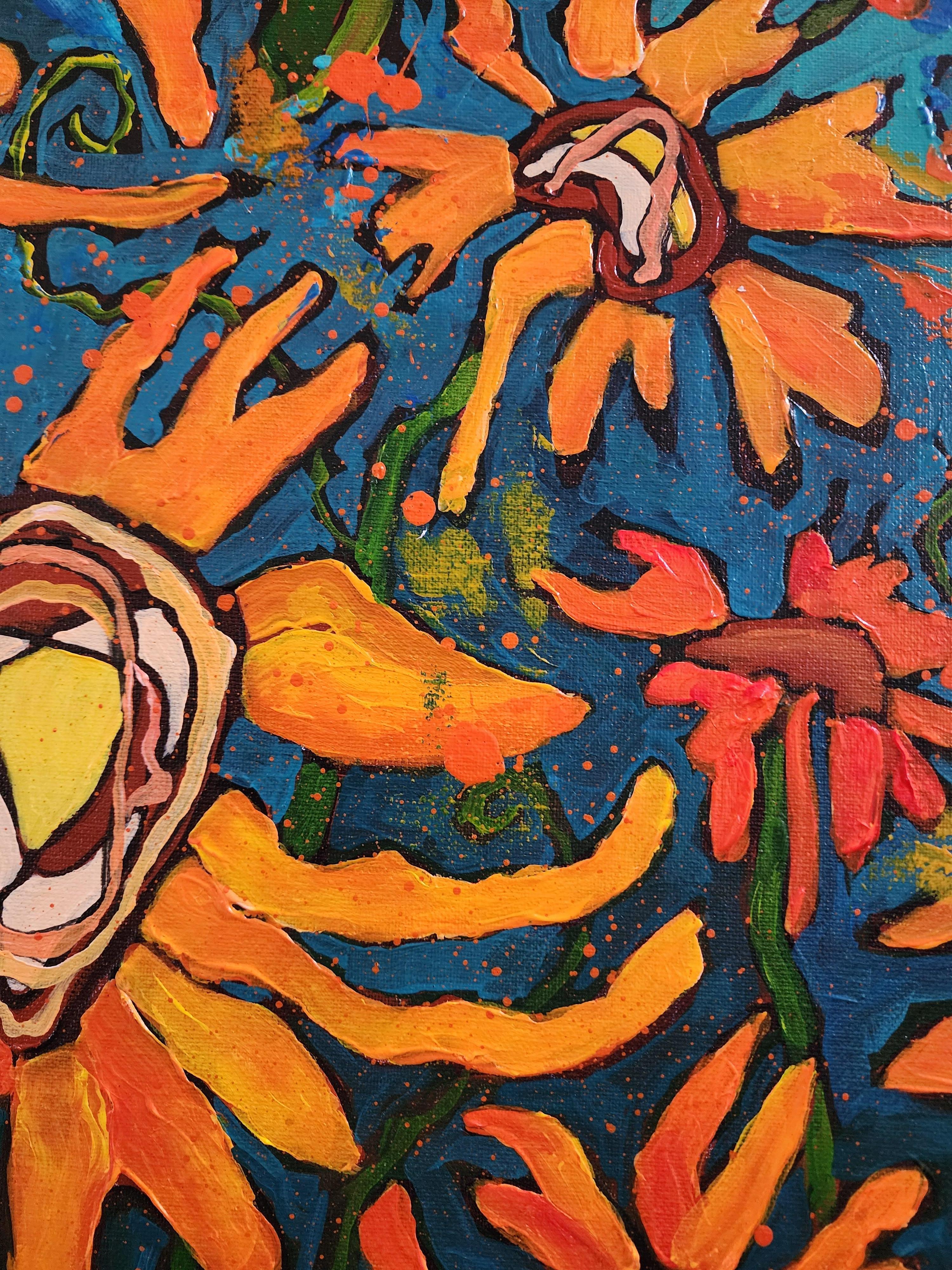 Sunshine Painting Freedom Bold Statement Orange Contemporary Abstract Invest Joy For Sale 7