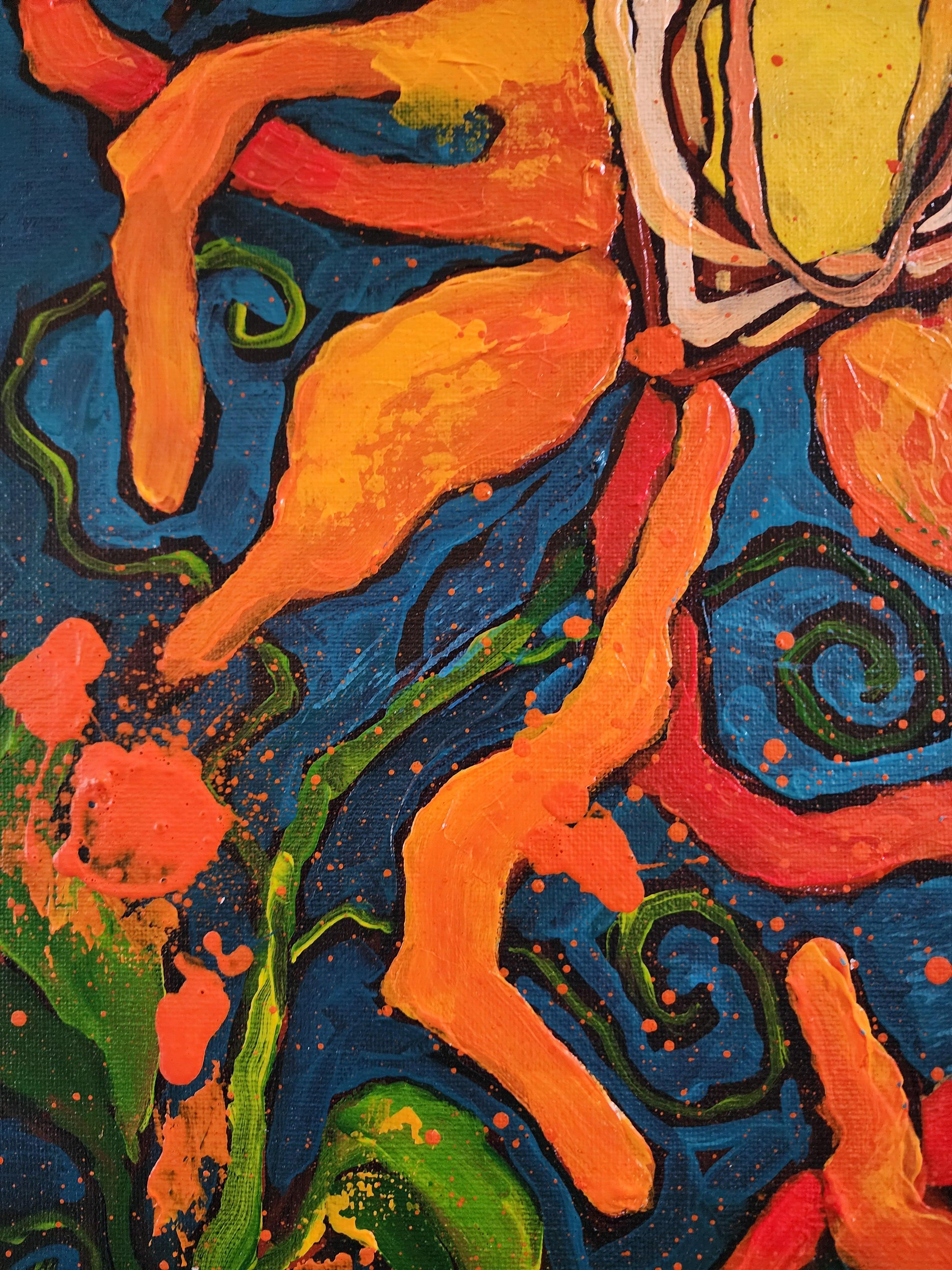 Sunshine Painting Freedom Bold Statement Orange Contemporary Abstract Invest Joy For Sale 1