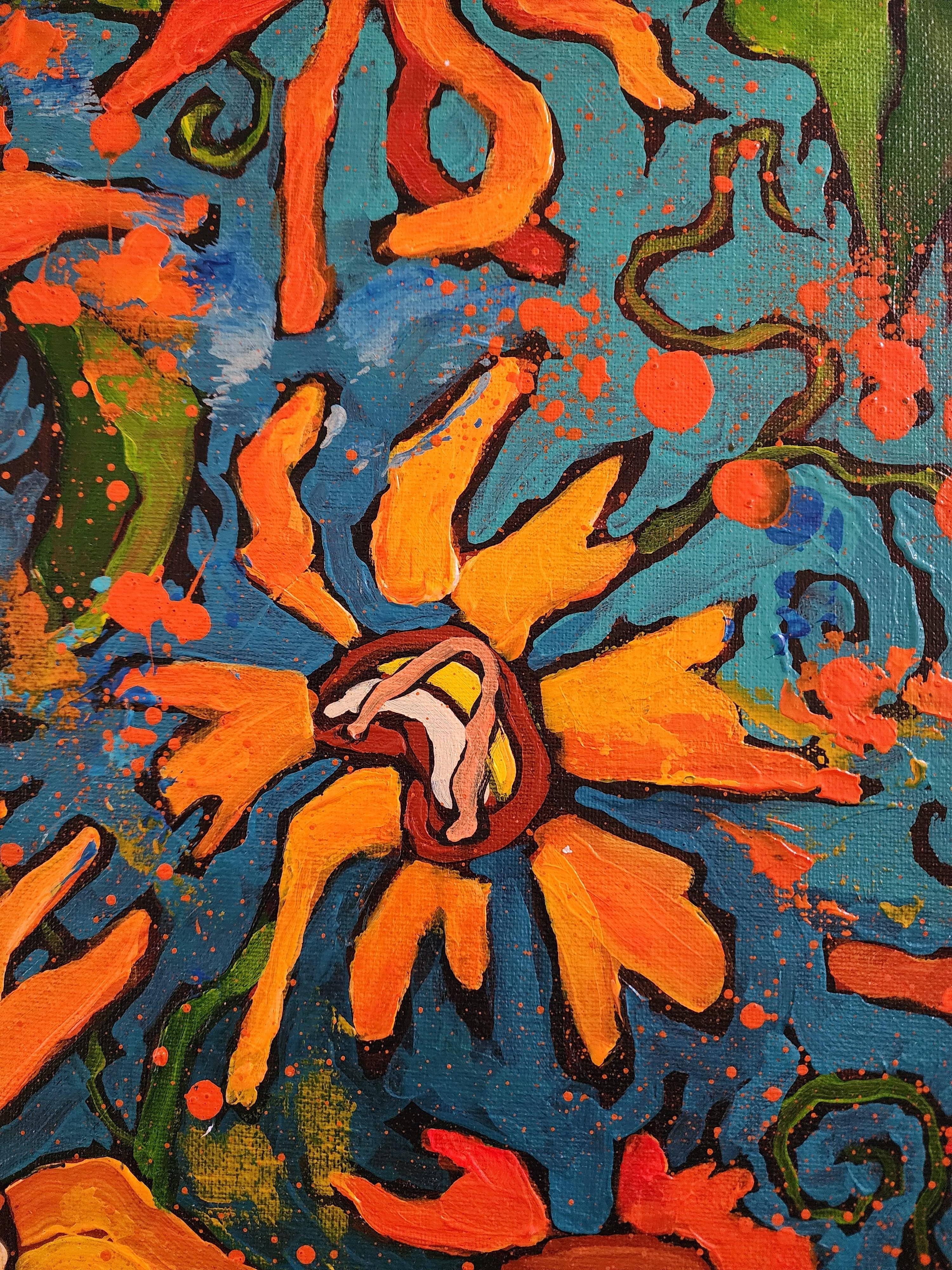 Sunshine Painting Freedom Bold Statement Orange Contemporary Abstract Invest Joy For Sale 6