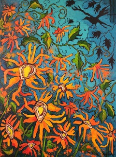 Sunshine Painting Freedom Bold Statement Orange Contemporary Abstract Invest Joy