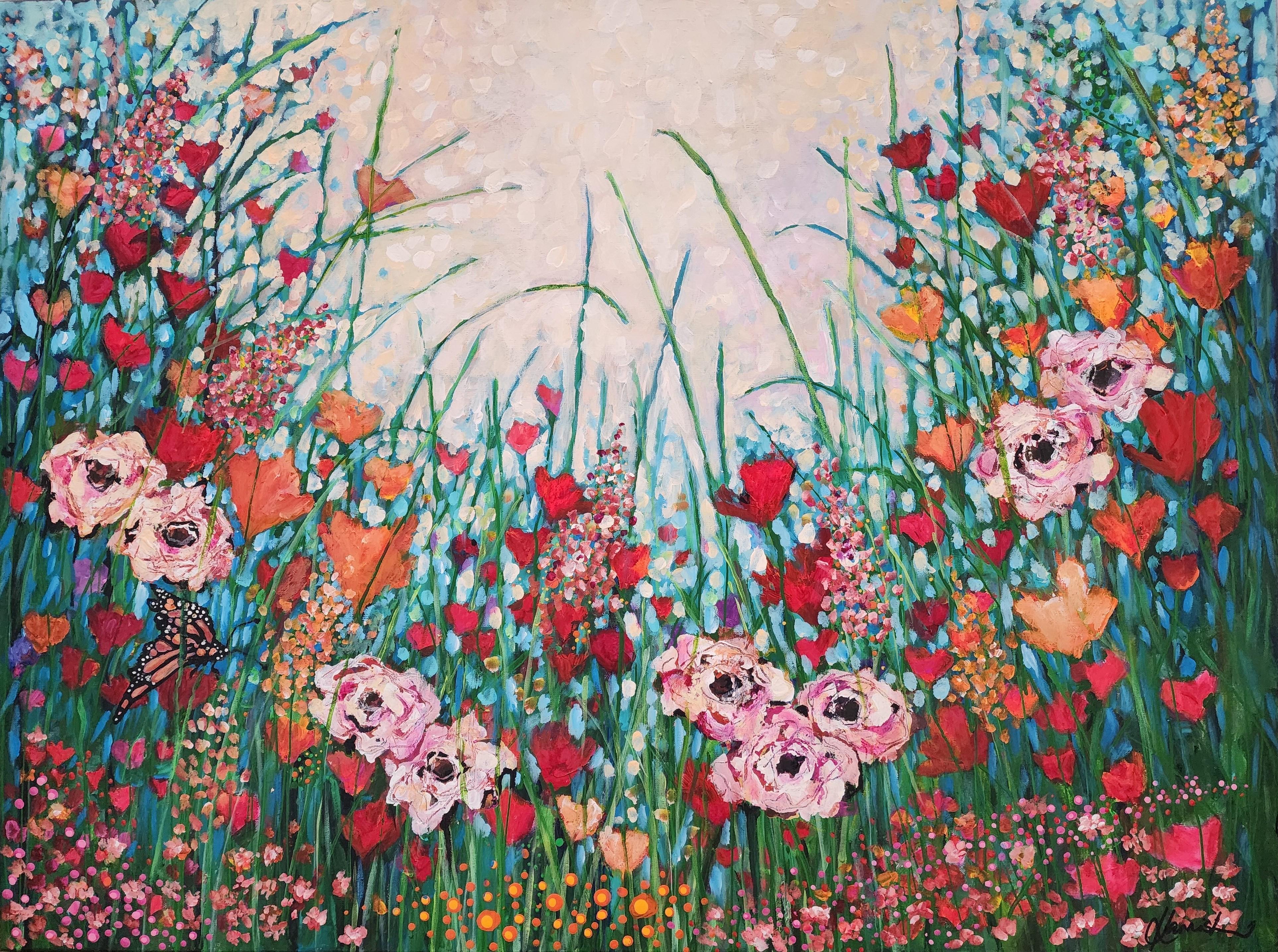 Karnish Art Landscape Painting - Sweet Patch of Joy - Painting Floral Delight Impressionism Maximalism Unique Joy