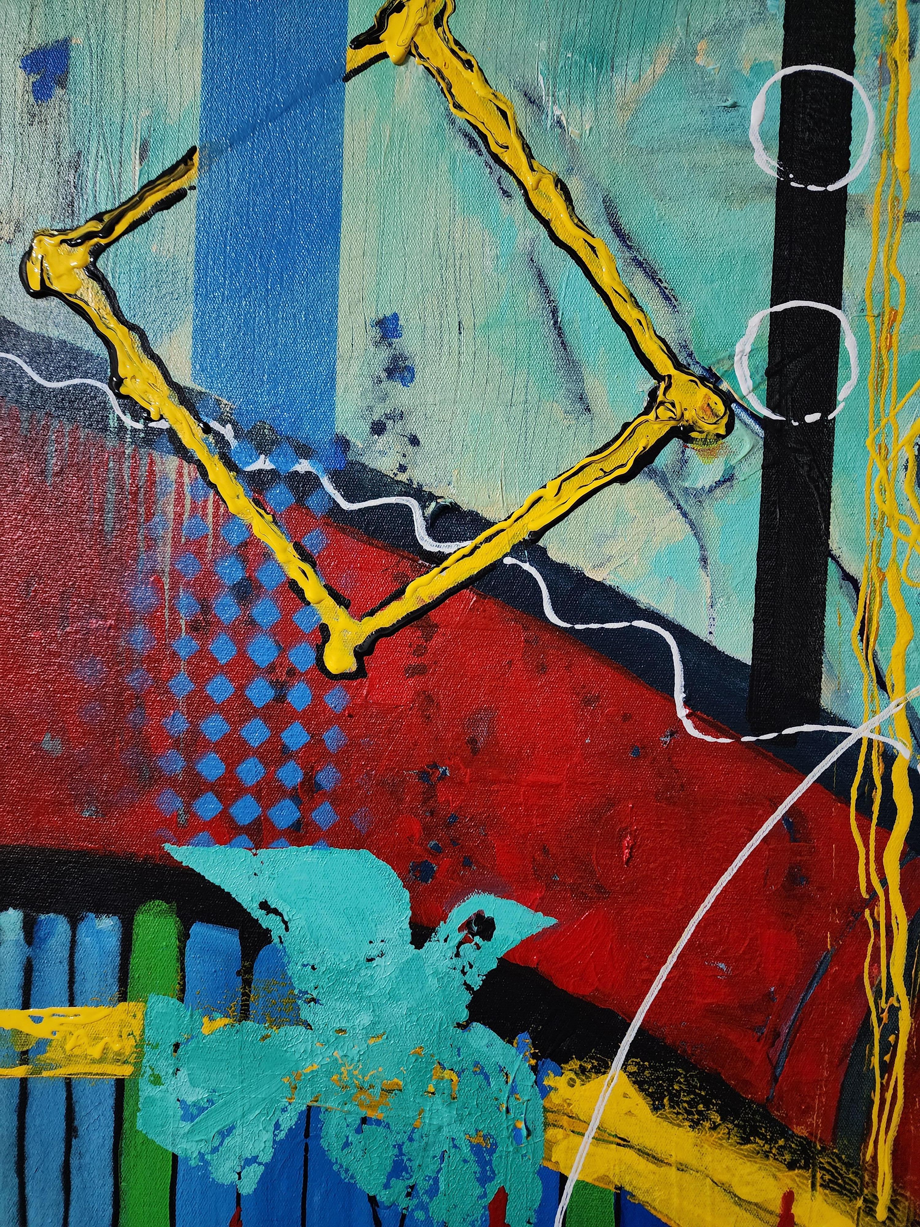 Tapestry of a Beautiful Life - Extra Large Striking Investment Abstract Humanity - Blue Figurative Painting by Karnish Art