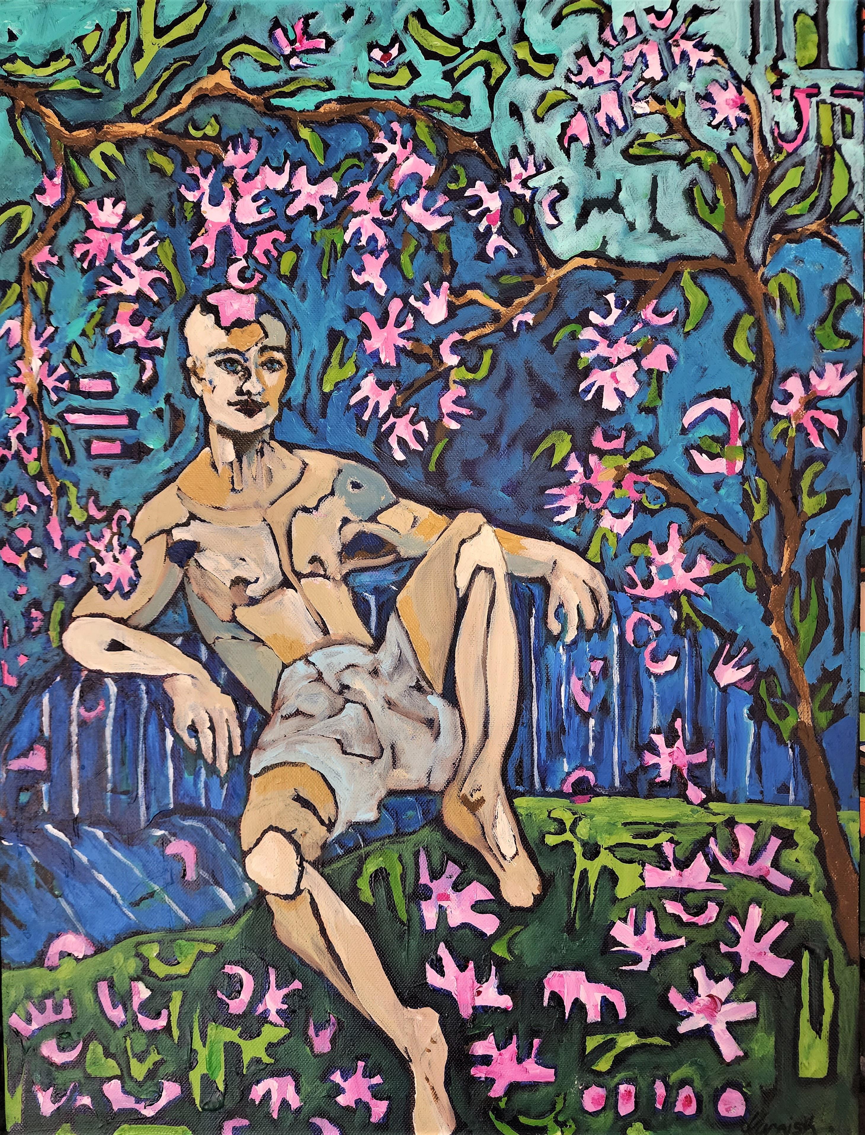 Couverture de picnic - Contemplate figurative Male Gentle Kind Colorful Flower