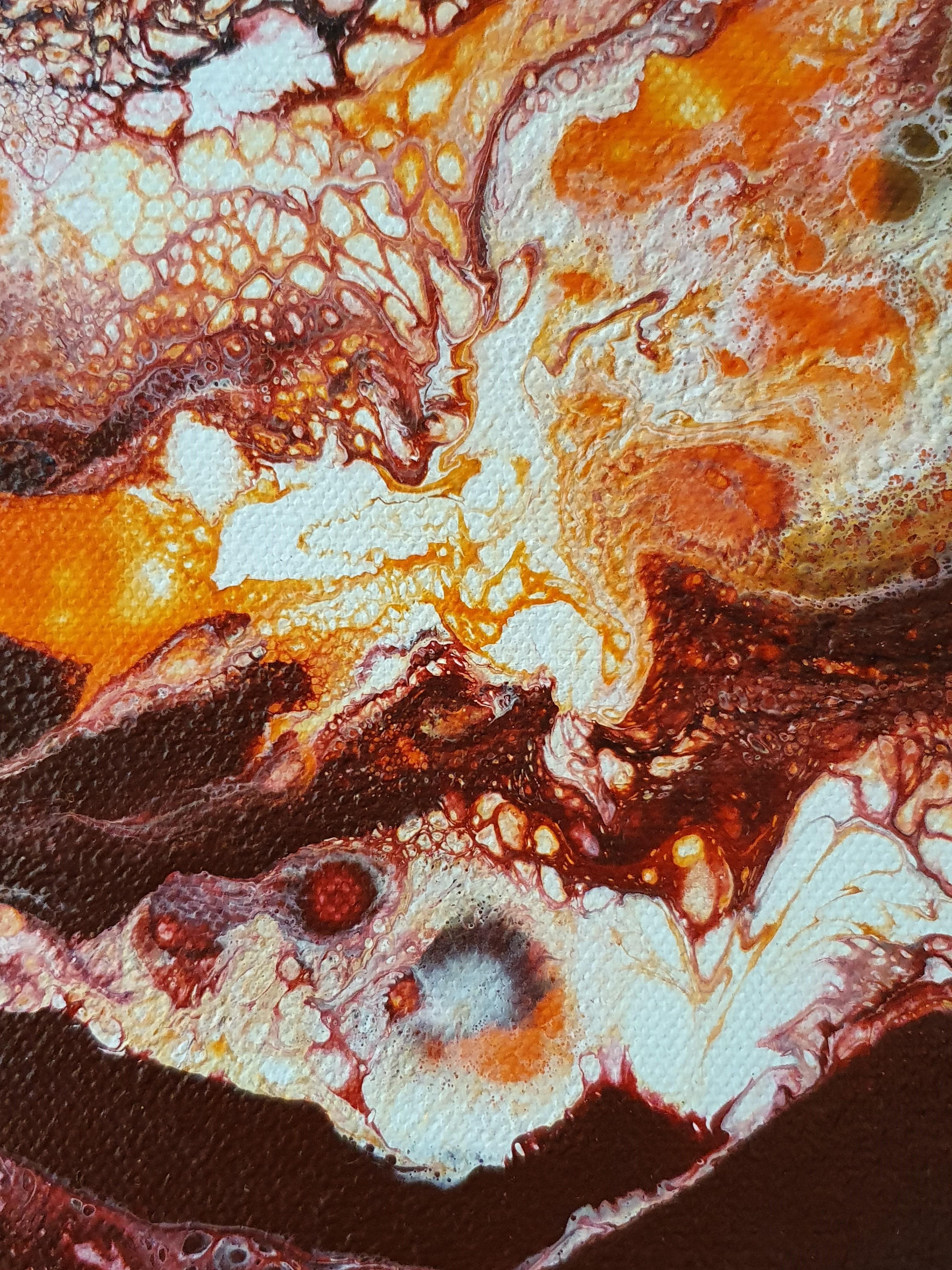 El Fuego Interior - Movimiento Flujo Energía Rojo Cálido Llamativo Pintura Fuego Pasión en venta 7