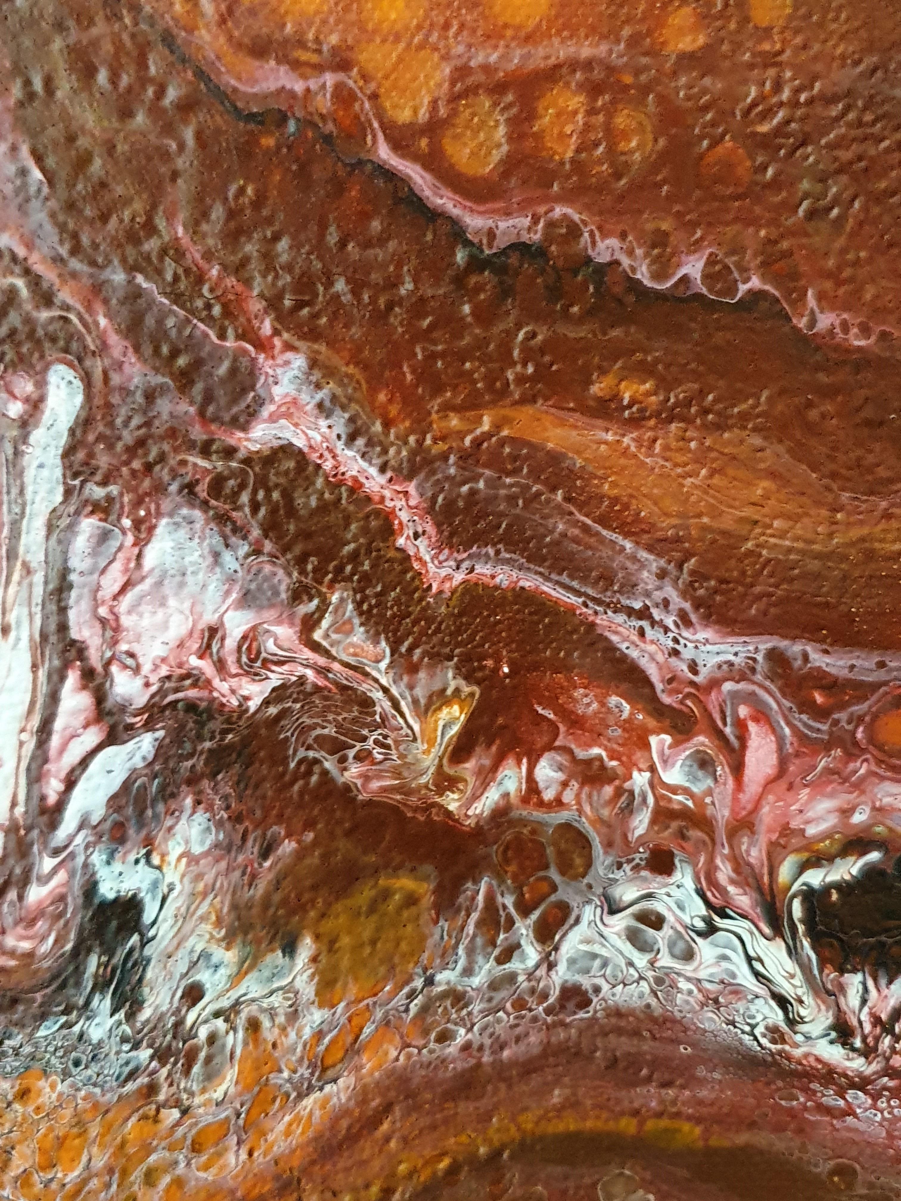 El Fuego Interior - Movimiento Flujo Energía Rojo Cálido Llamativo Pintura Fuego Pasión - Painting Expresionismo abstracto de Karnish Art