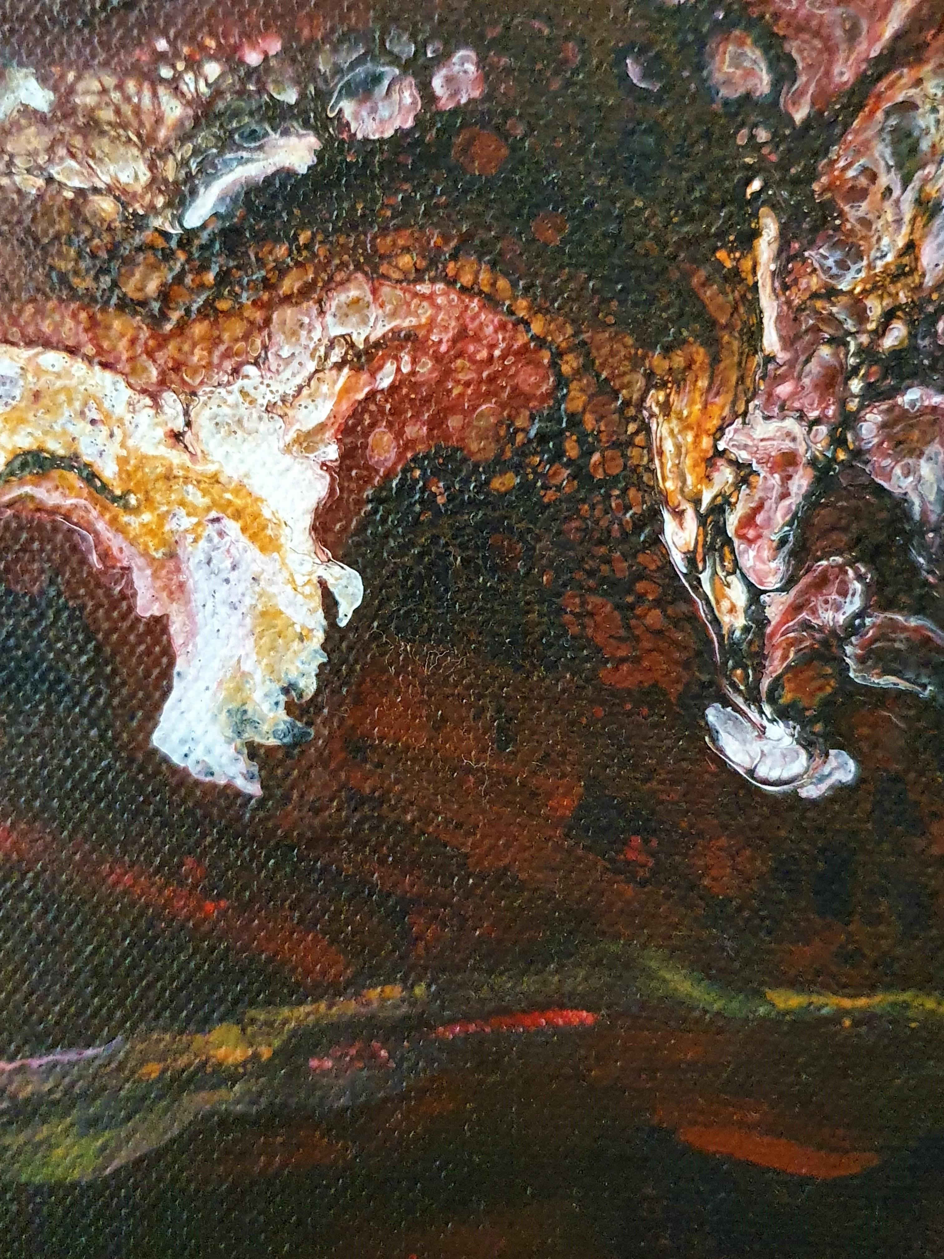 El Fuego Interior - Movimiento Flujo Energía Rojo Cálido Llamativo Pintura Fuego Pasión en venta 1