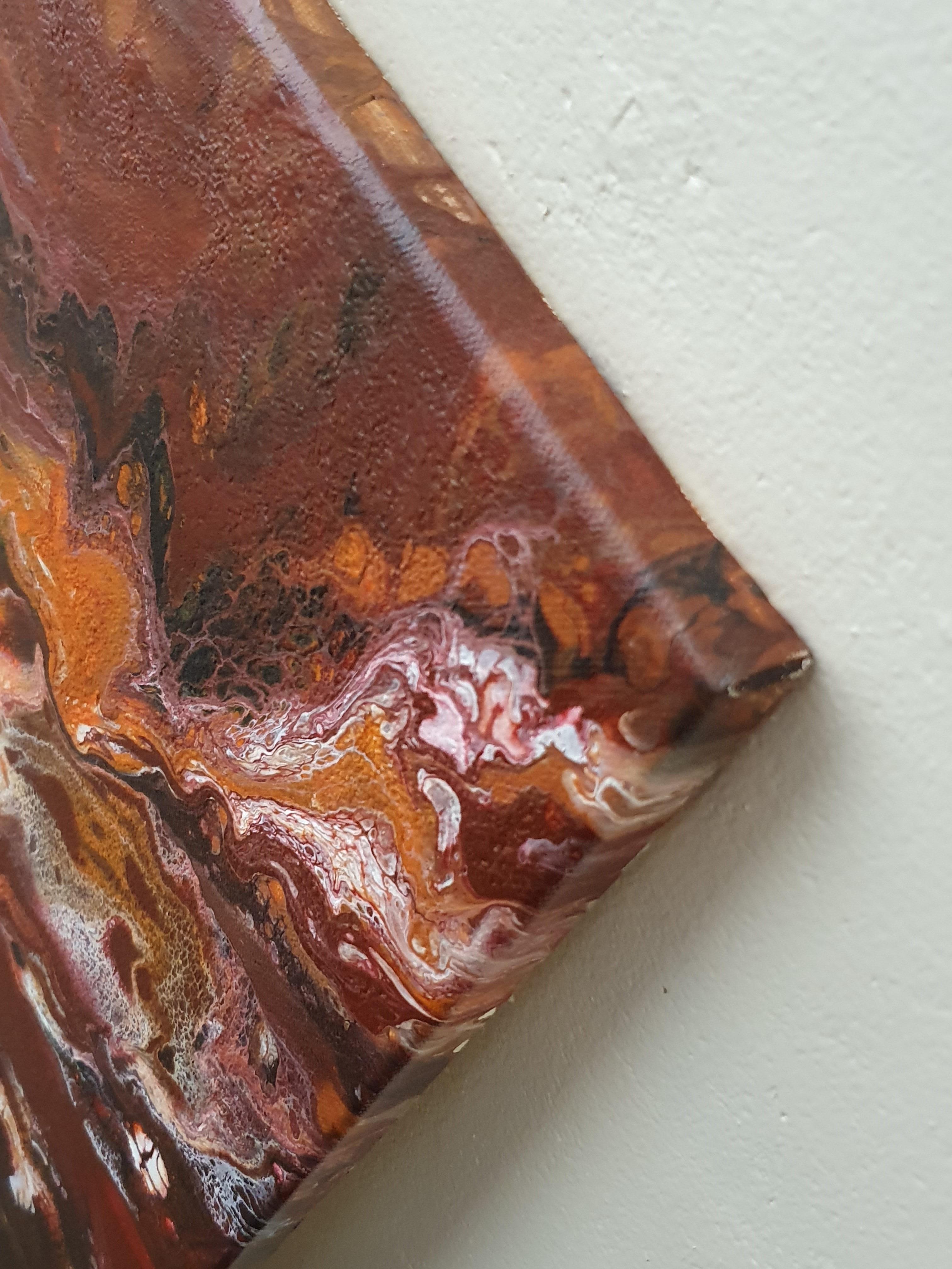 El Fuego Interior - Movimiento Flujo Energía Rojo Cálido Llamativo Pintura Fuego Pasión en venta 2