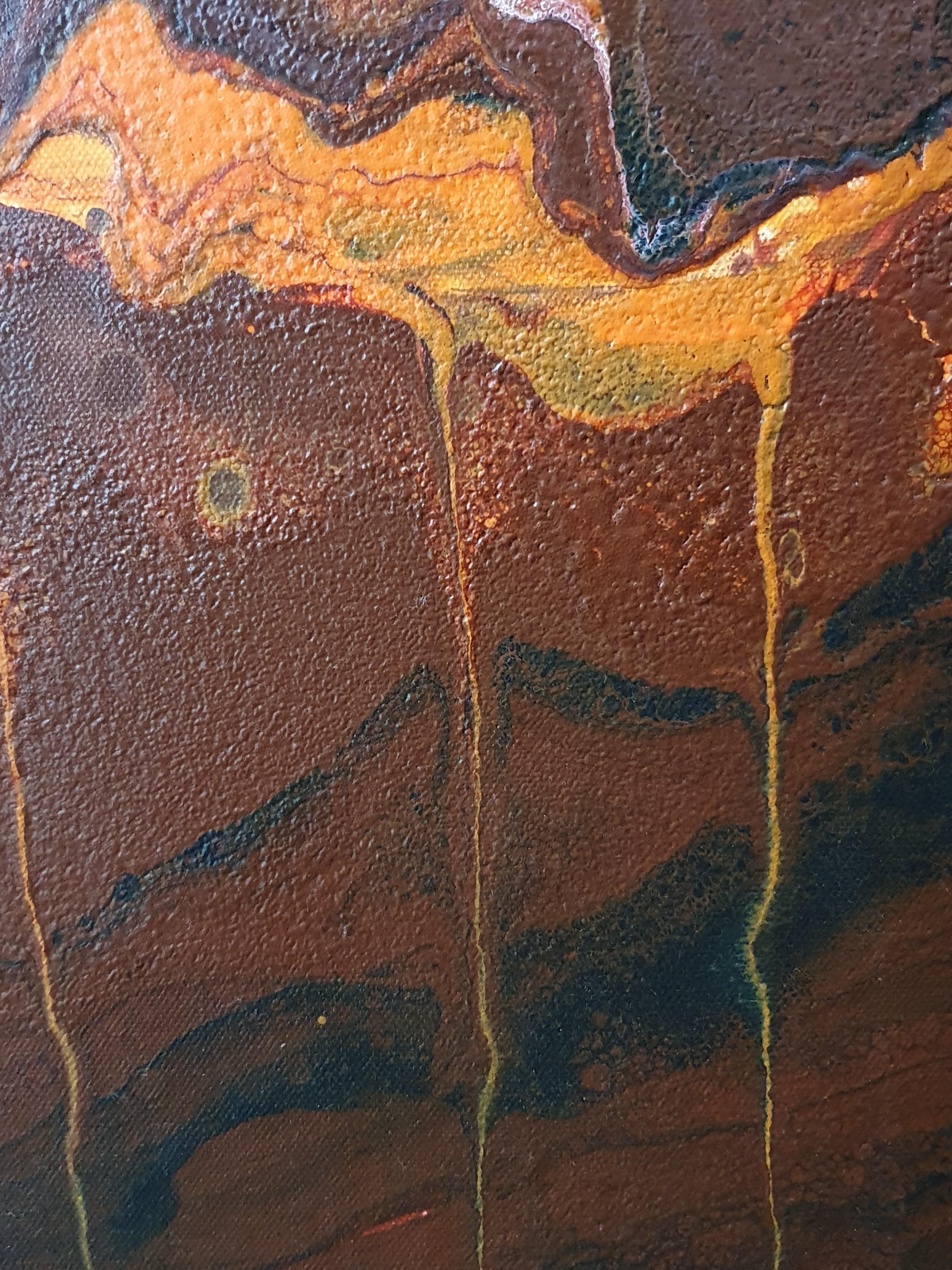 El Fuego Interior - Movimiento Flujo Energía Rojo Cálido Llamativo Pintura Fuego Pasión en venta 4