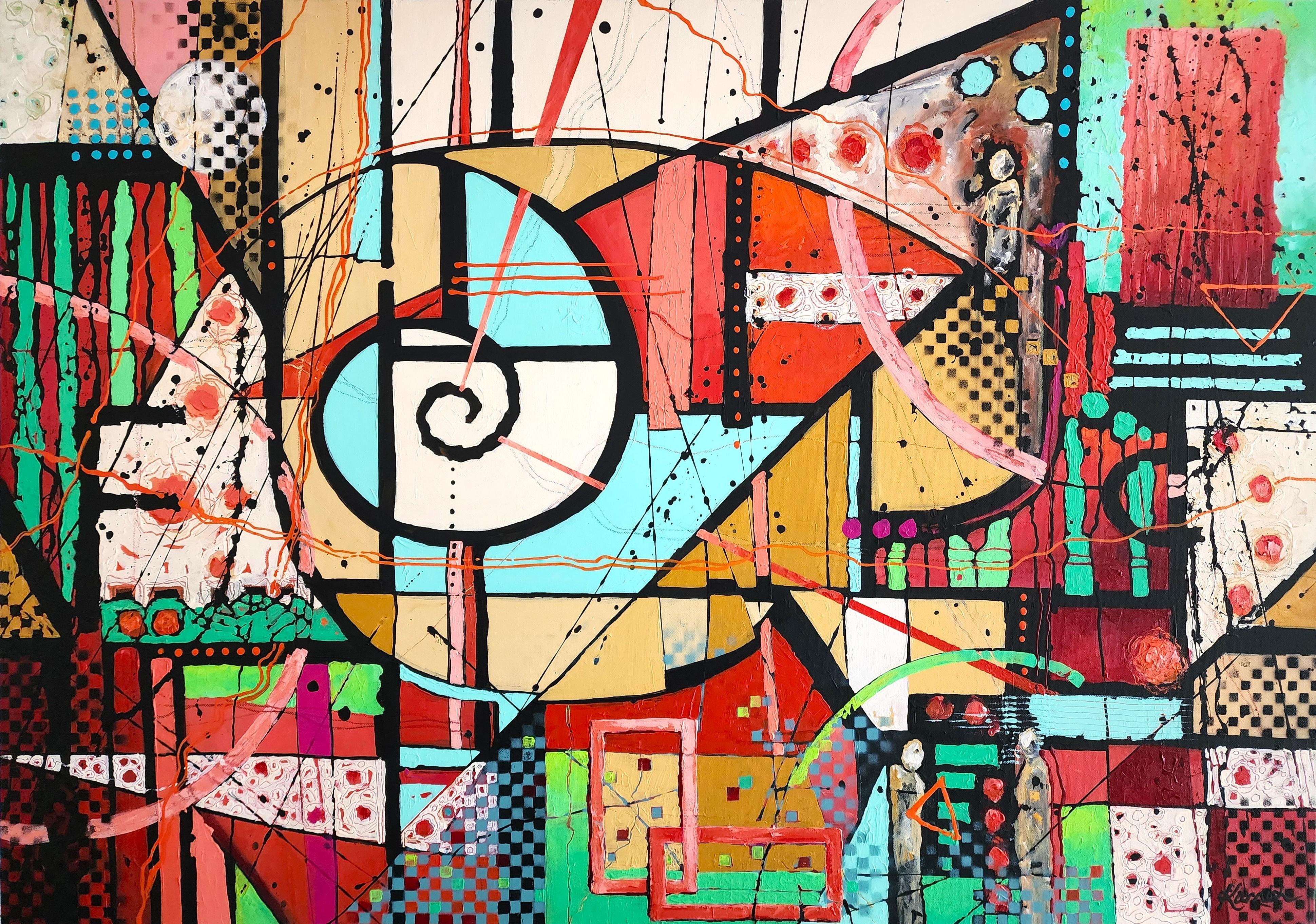 Abstract Painting di Karnish Art - The Guardians Journey of Joy - Contemporaneo, Astratto, Esclusivo, Pezzo unico