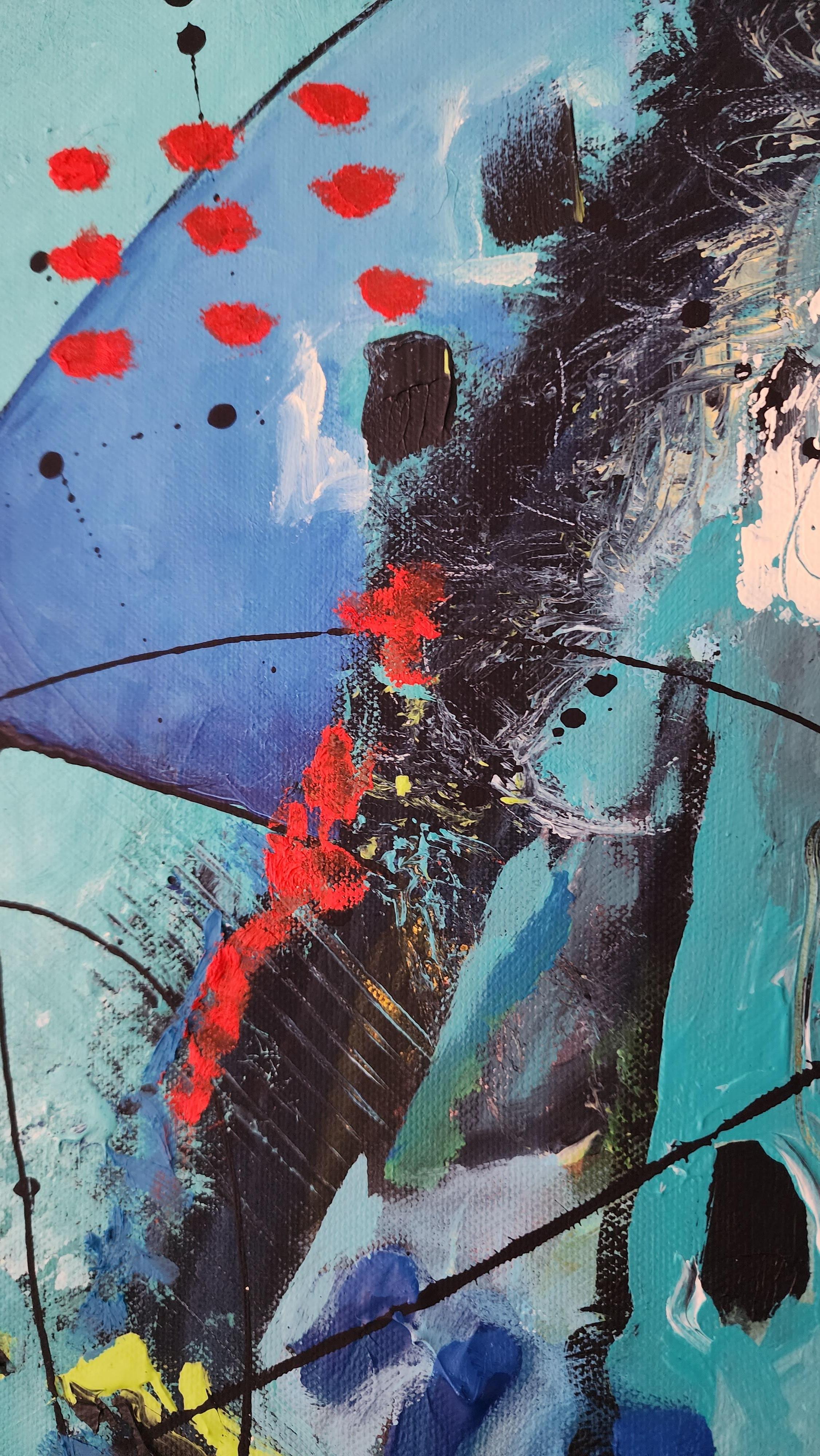 I guardiani dell'energia - Un'impressionante opera astratta colorata Espressionista in vendita 1