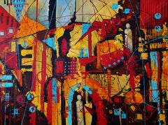 The Guardians of Enigma - Large Expressionist artwork in Warm colors