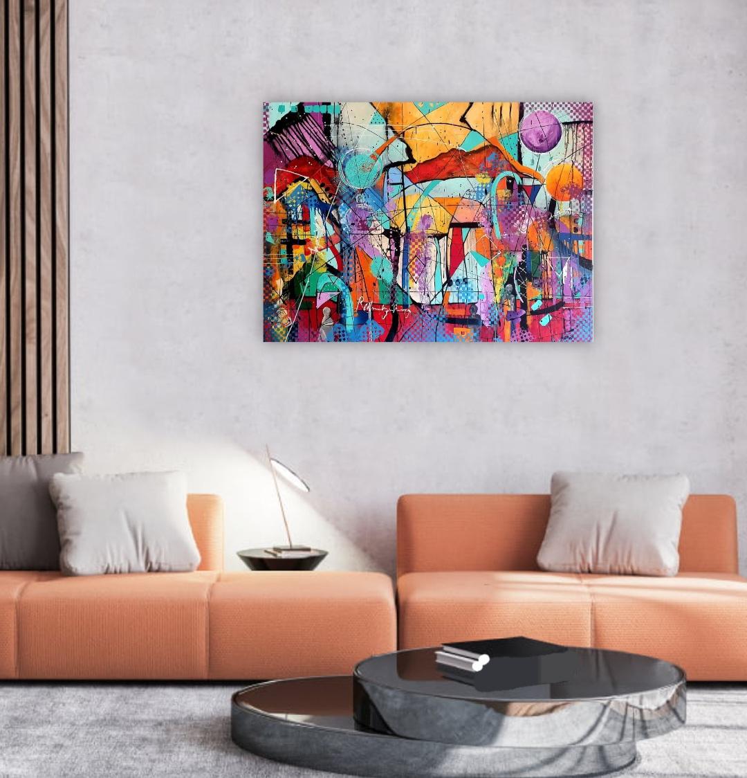 I guardiani della memoria - Pittura astratta - Investimenti colorati contemporanei in vendita 7